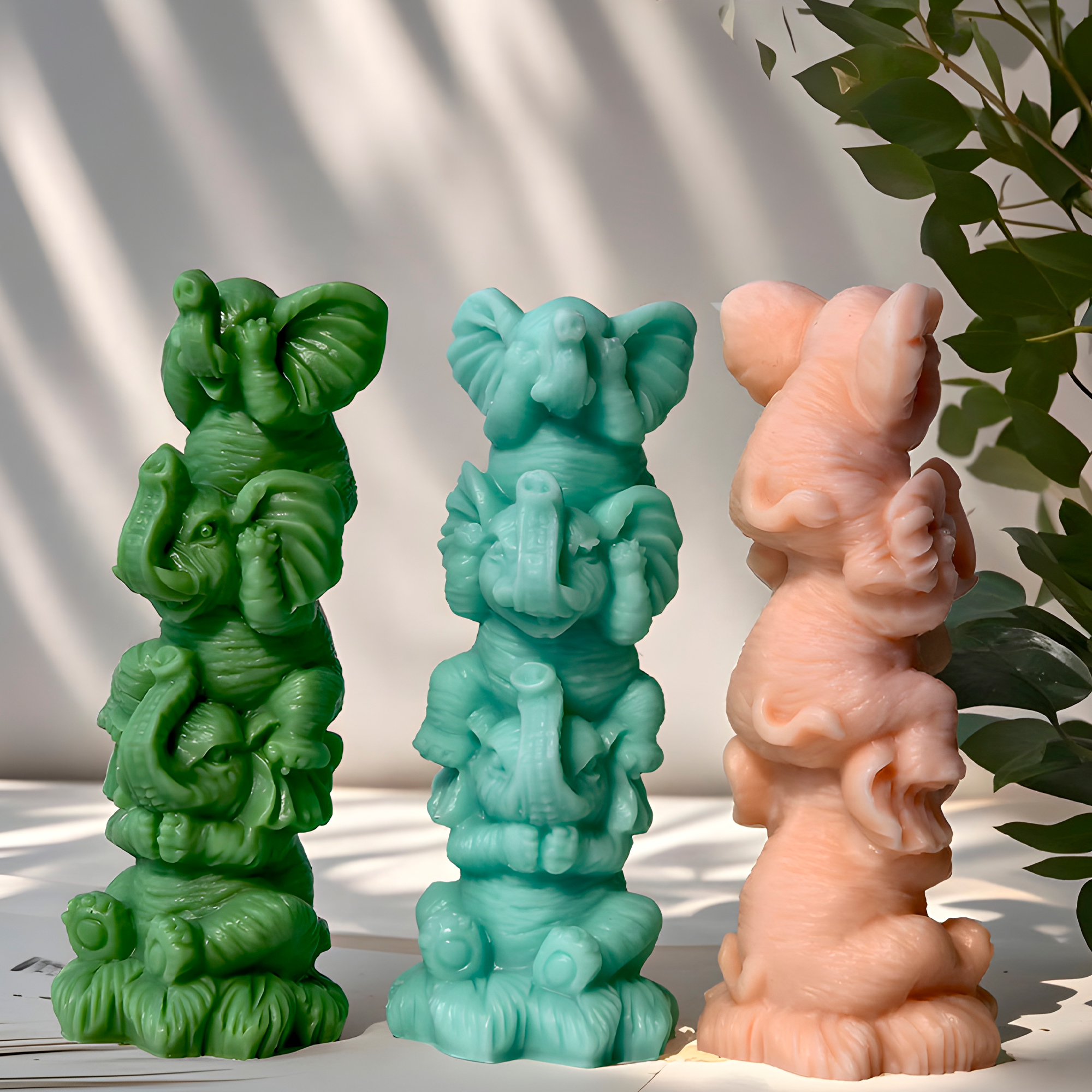 Molde Silicona Triple Elefantitos Elefante Aromaterapia Velas 5,5 X 12,7 CM 7