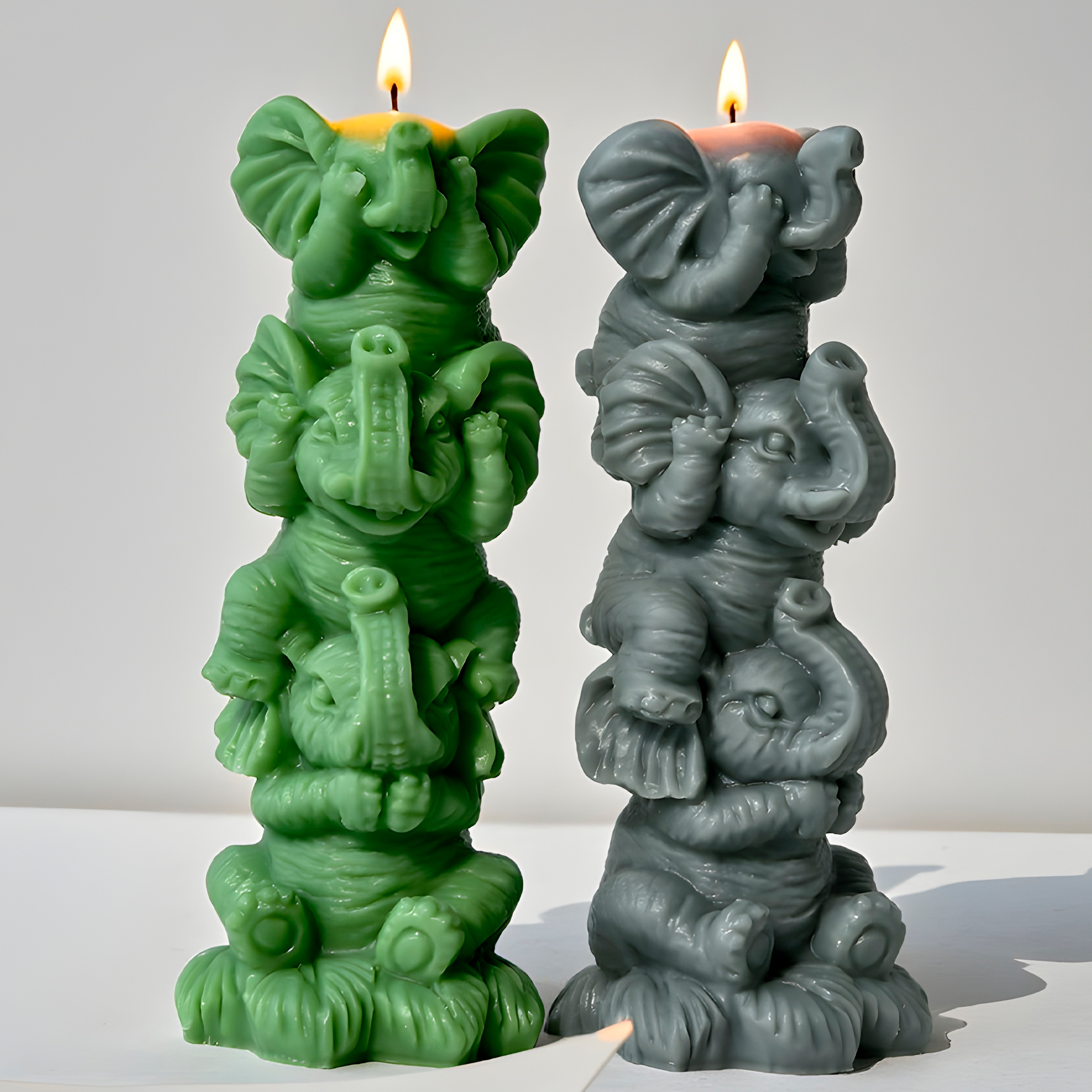 Molde Silicona Triple Elefantitos Elefante Aromaterapia Velas 5,5 X 12,7 CM 9