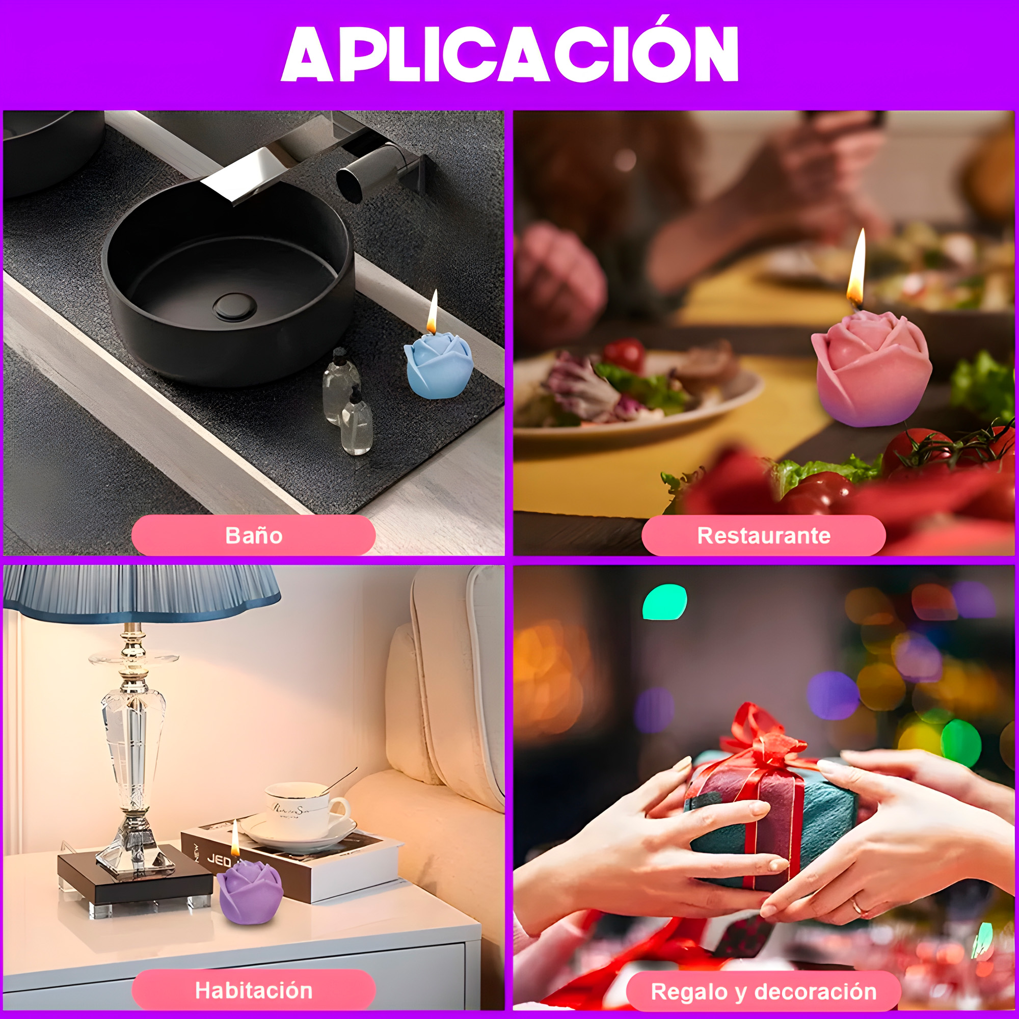 Molde Silicona Rosa sin Tallo Aromaterapia Velas 7,2 X 6,5 CM 4