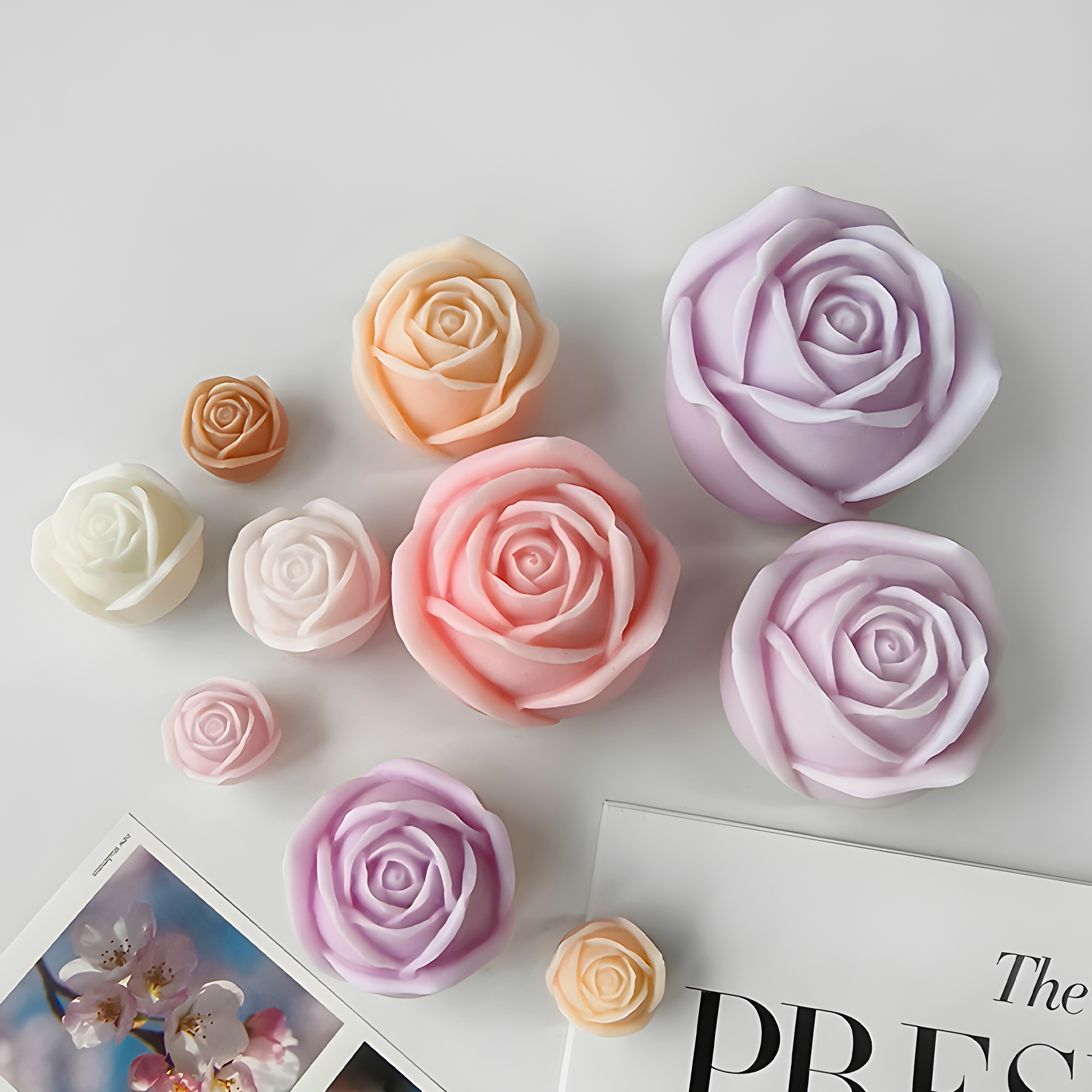 Molde Silicona Rosa sin Tallo Aromaterapia Velas 7,2 X 6,5 CM 9