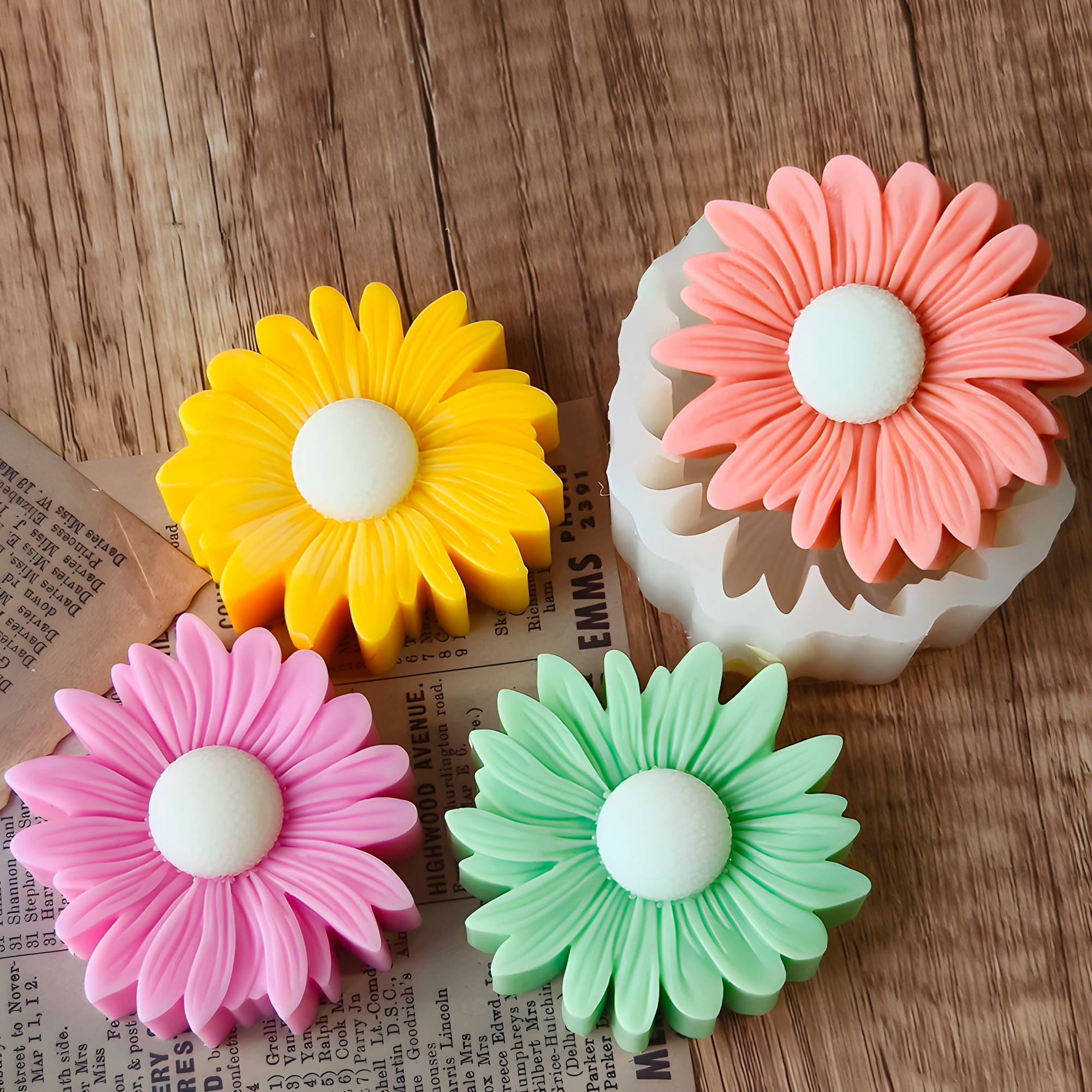 Molde de Silicona Margarita Aromaterapia Velas 7,3 X 6,8 CM 9