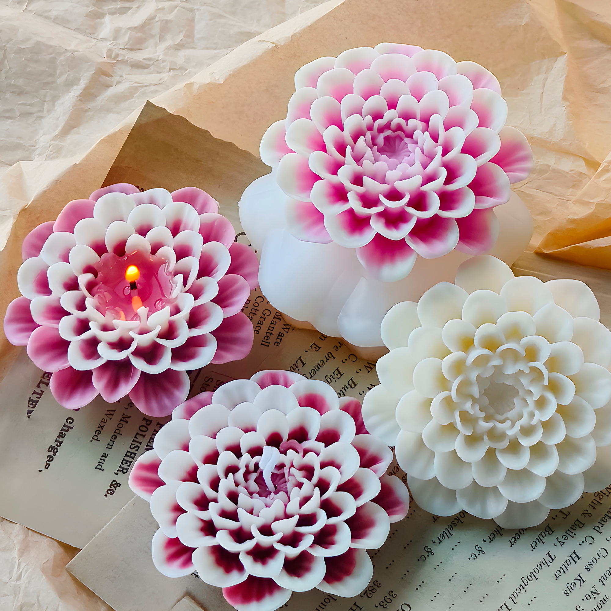 Molde de Silicona Flor Dalia Aromaterapia Velas 8,4 X 8,2 CM 8