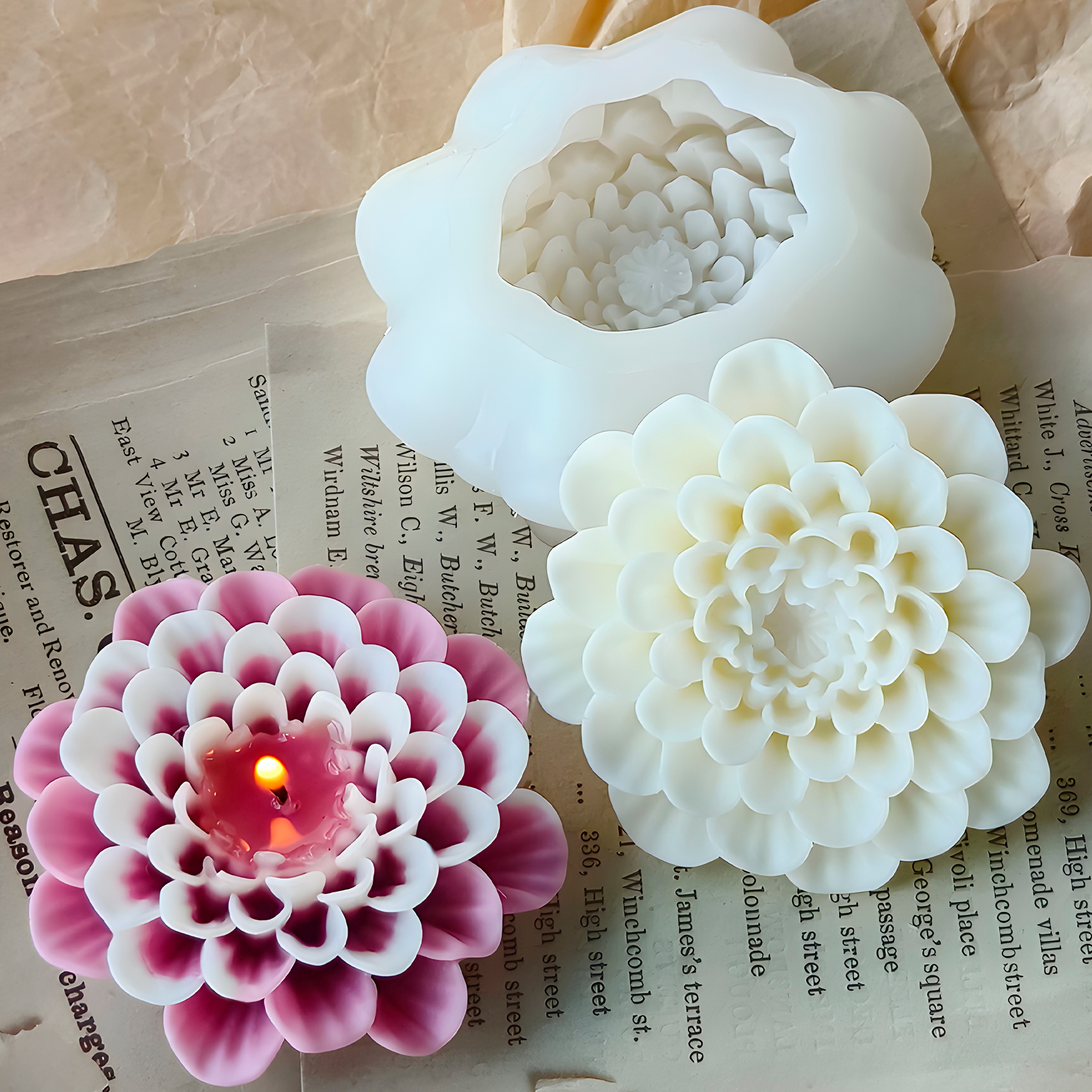 Molde de Silicona Flor Dalia Aromaterapia Velas 8,4 X 8,2 CM 10