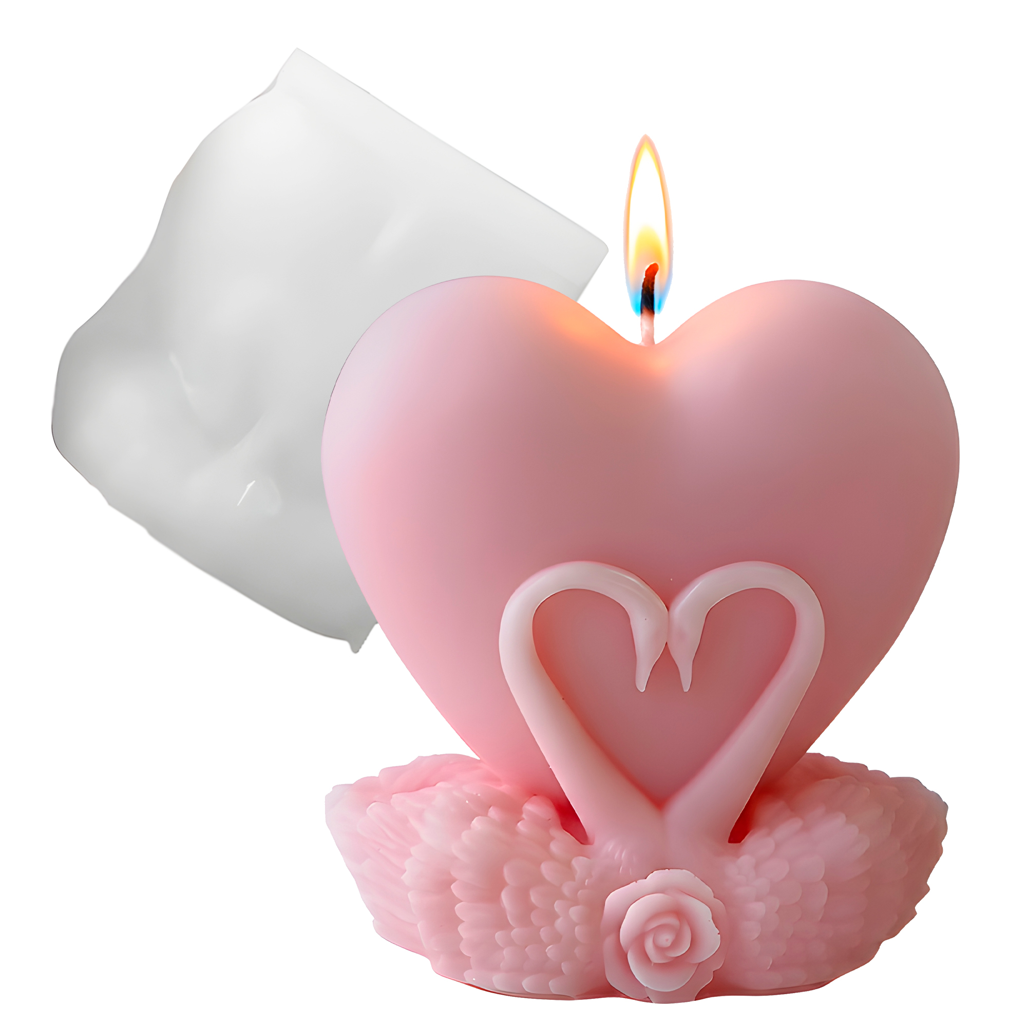 Molde Silicona Cisnes y Corazones Aromaterapia Velas 8,2 X 9 CM 1