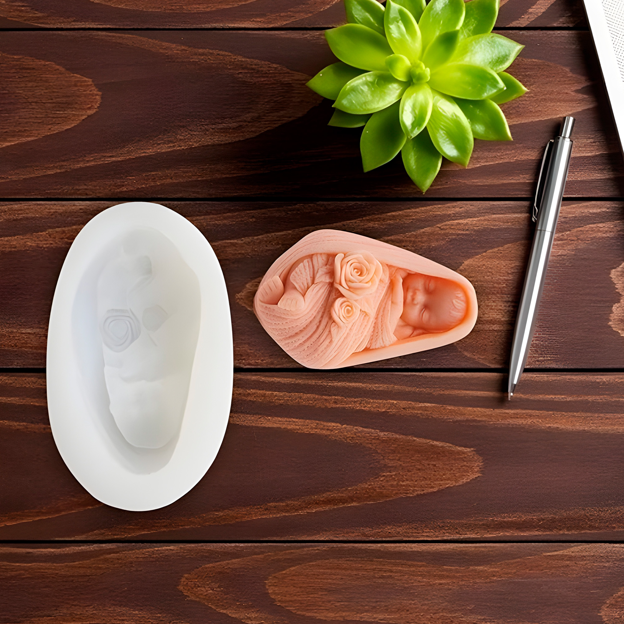 Molde Silicona Bebe entre Sabanas Aromaterapia Velas 8 X 12 CM 5