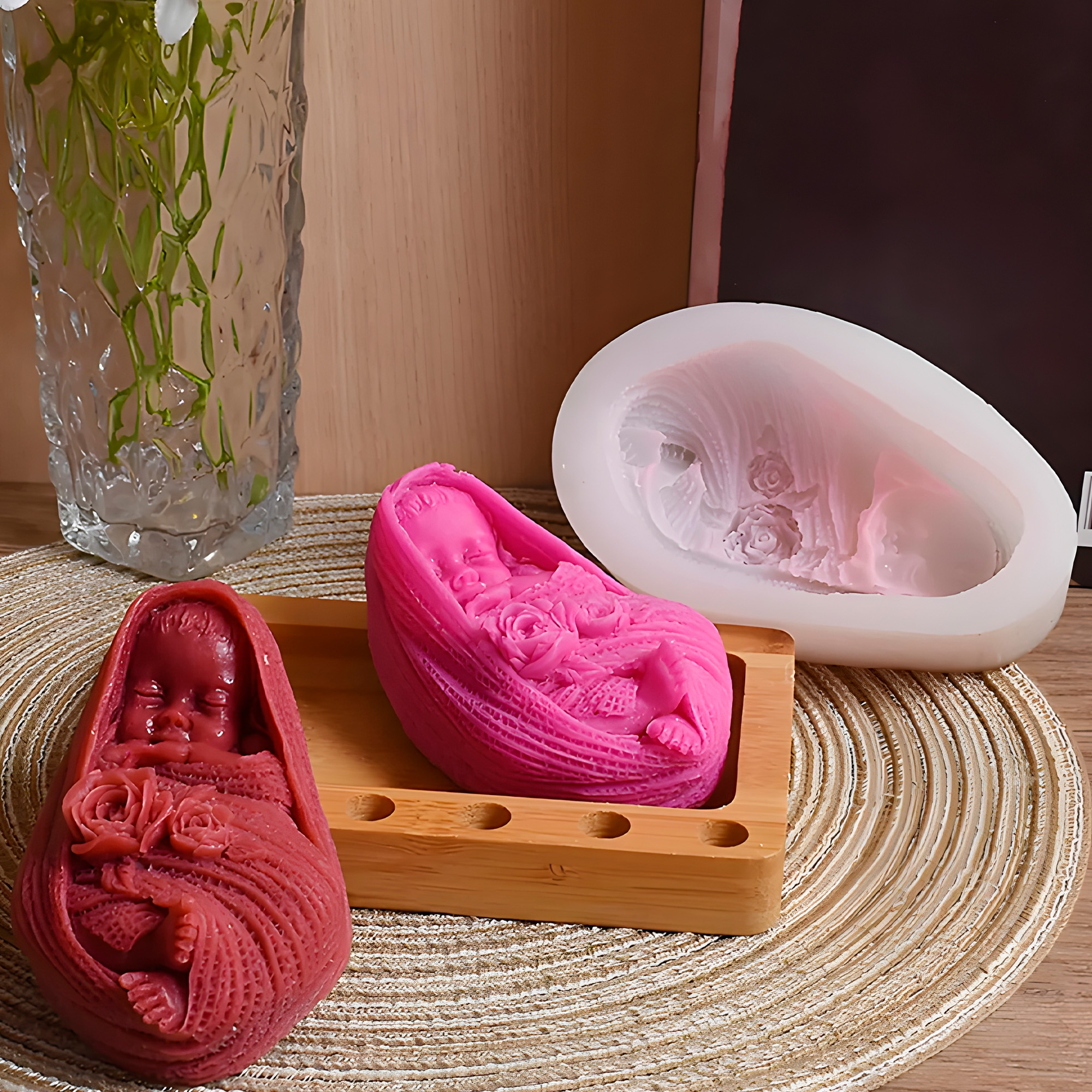 Molde Silicona Bebe entre Sabanas Aromaterapia Velas 8 X 12 CM 4