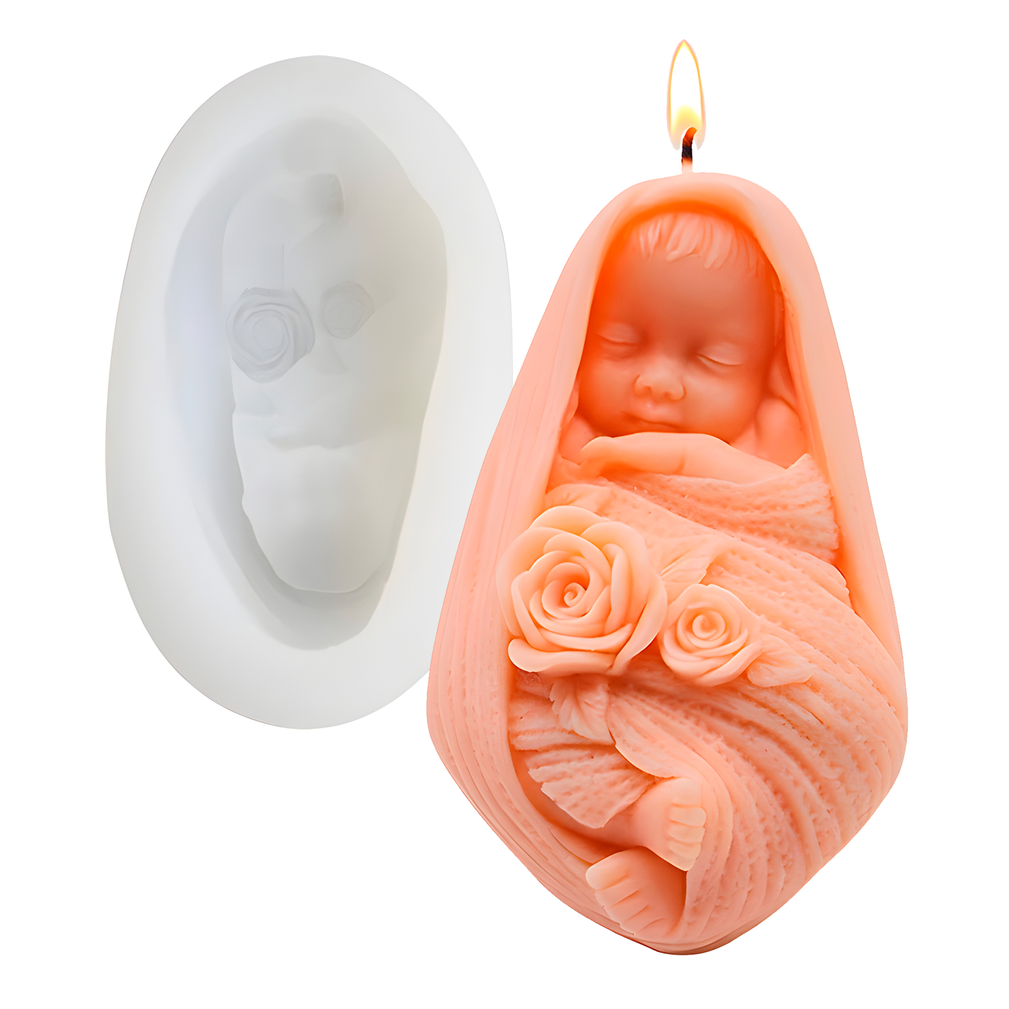 Molde Silicona Bebe entre Sabanas Aromaterapia Velas 8 X 12 CM 1