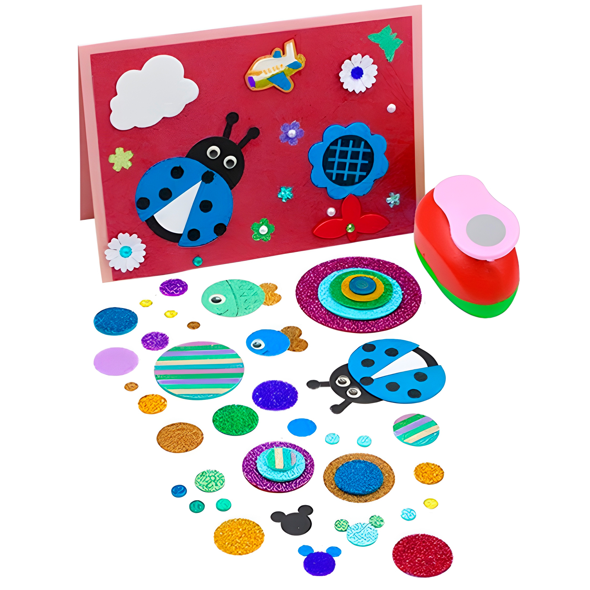 Perforadora de Papel Circular Agujeros Manualidades Pequeña Purpura y Rosa 16 mm 6