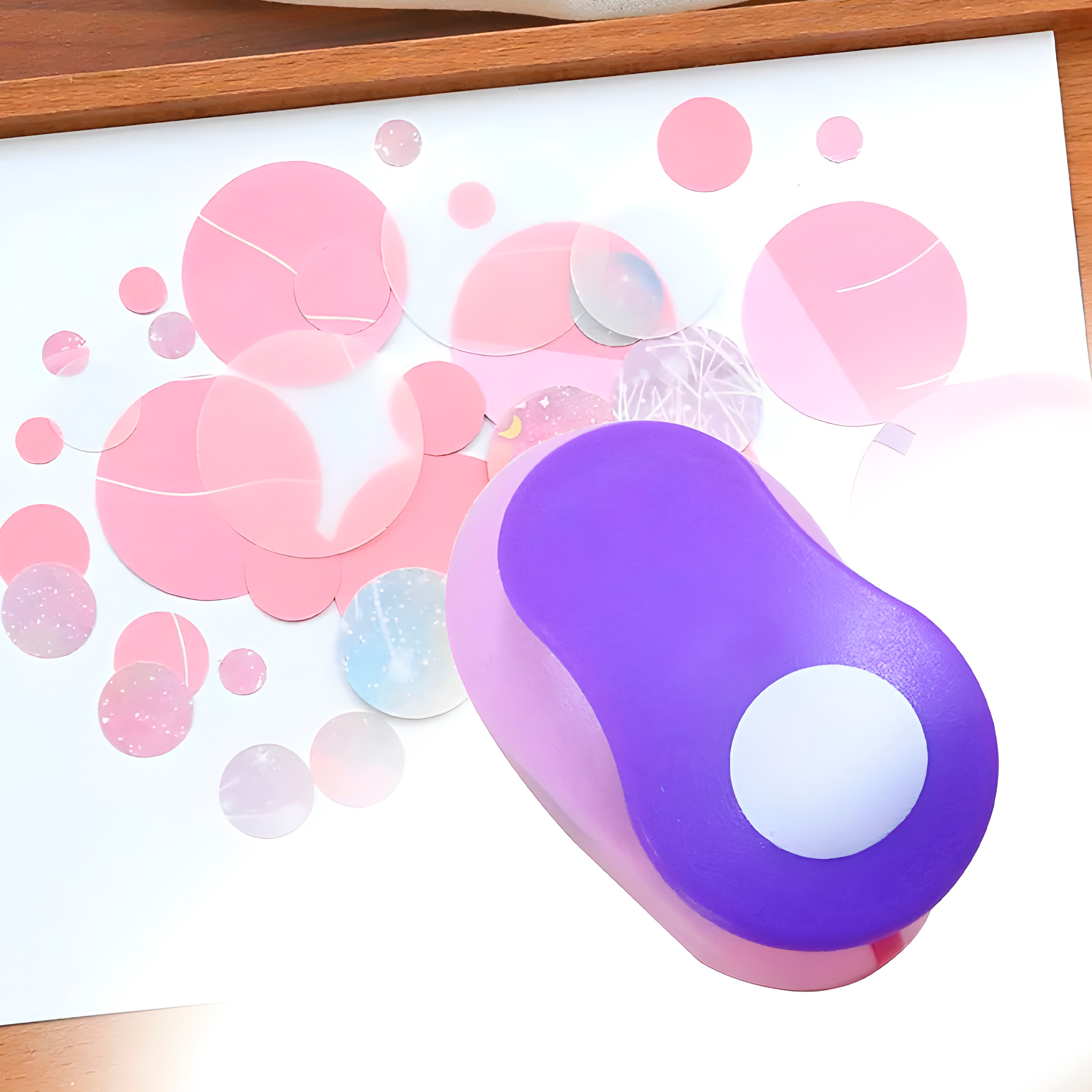 Perforadora de Papel Circular Agujeros Manualidades Pequeña Purpura y Rosa 16 mm 8
