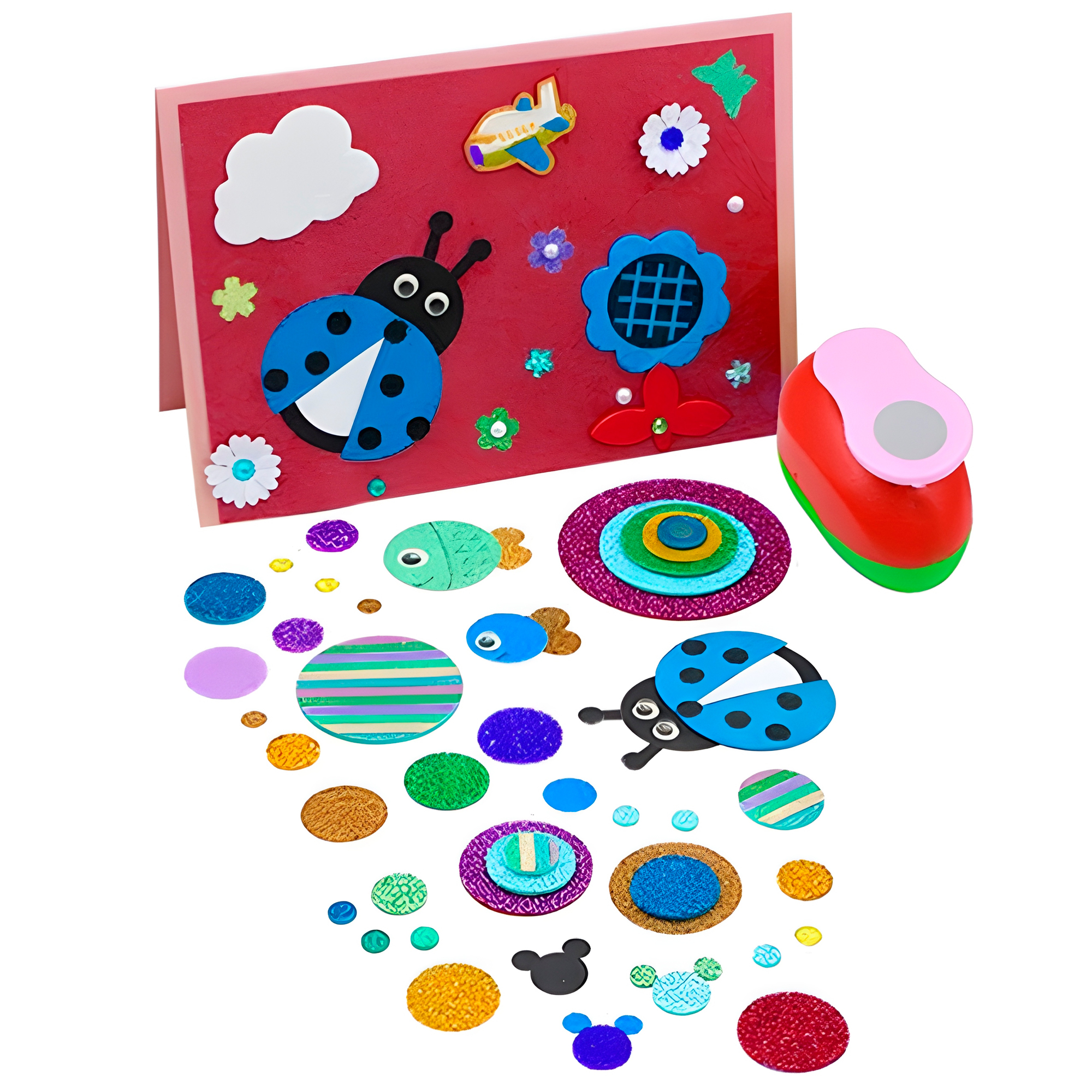 Perforadora de Papel Circular Agujeros Manualidades Pequeña Amarillo con Rojo 25 mm 4