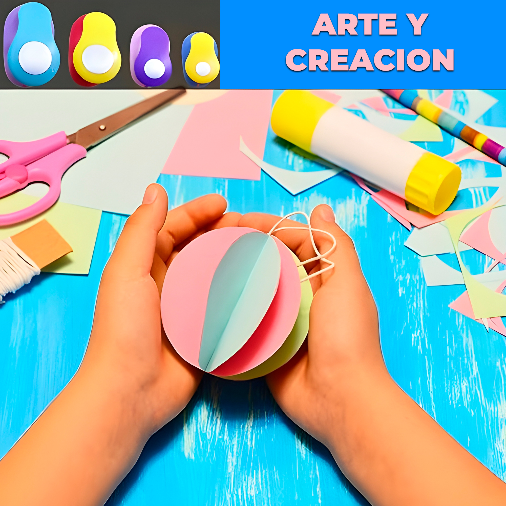 Perforadora de Papel Circular Agujeros Manualidades Pequeña Amarillo con Rojo 25 mm 6