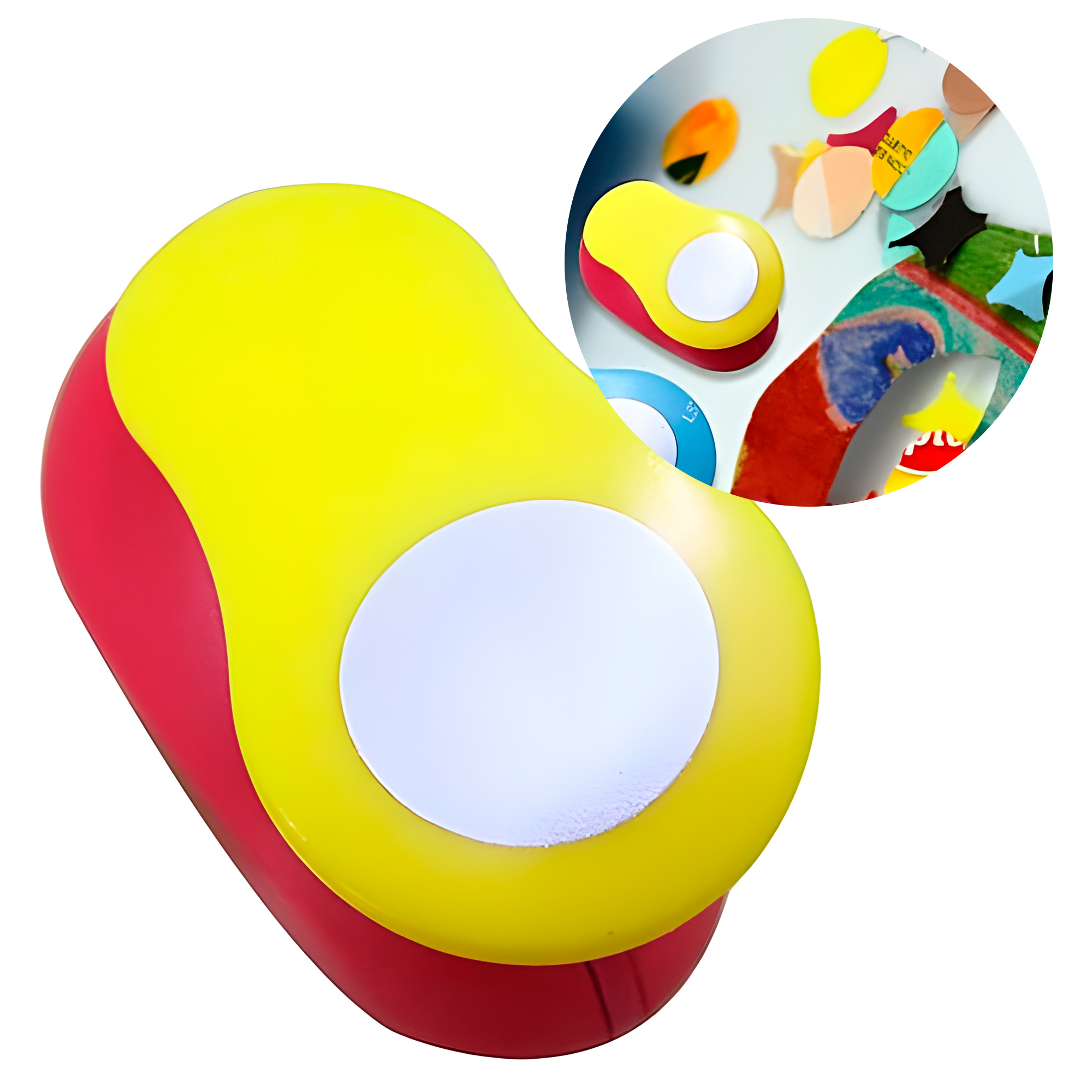 Perforadora de Papel Circular Agujeros Manualidades Pequeña Amarillo con Rojo 25 mm 1