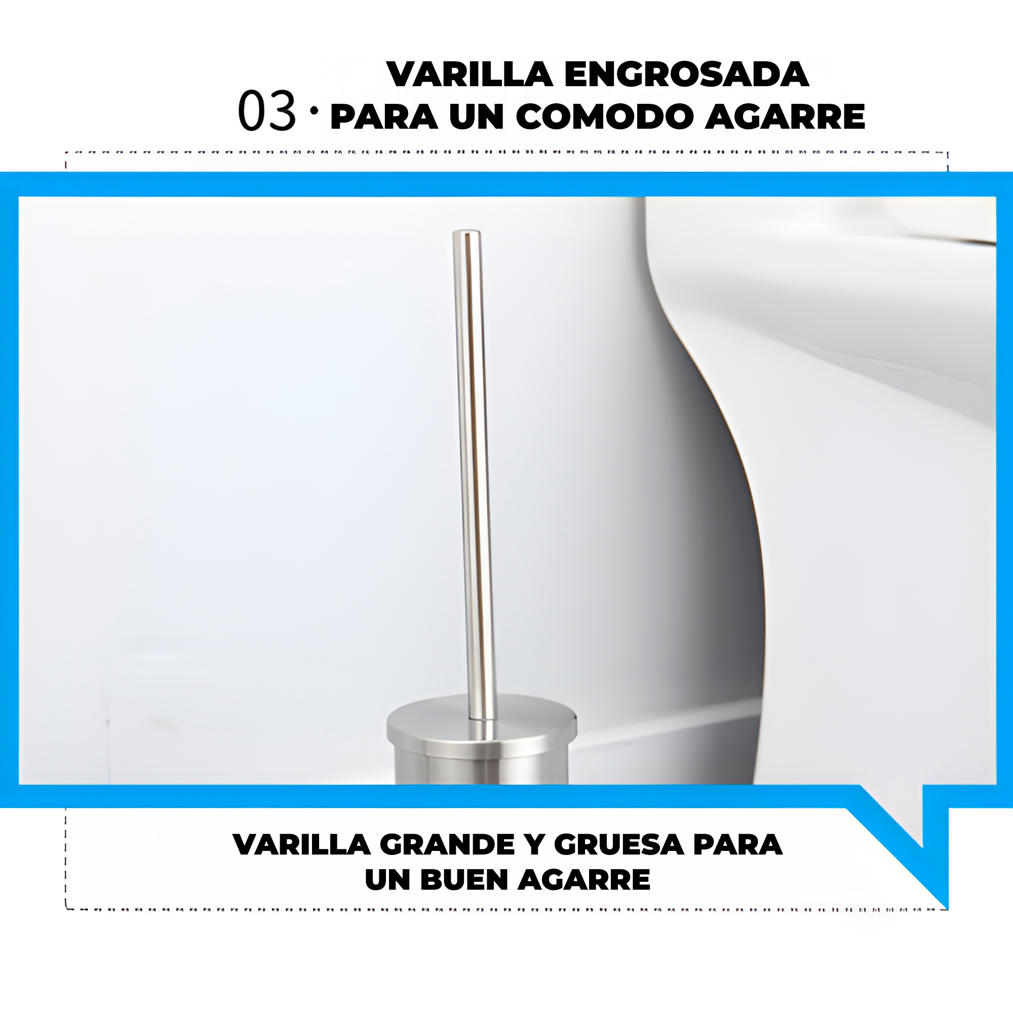 Escobilla de Baño Cepillo Limpieza con Soporte de Acero Inoxidable 7