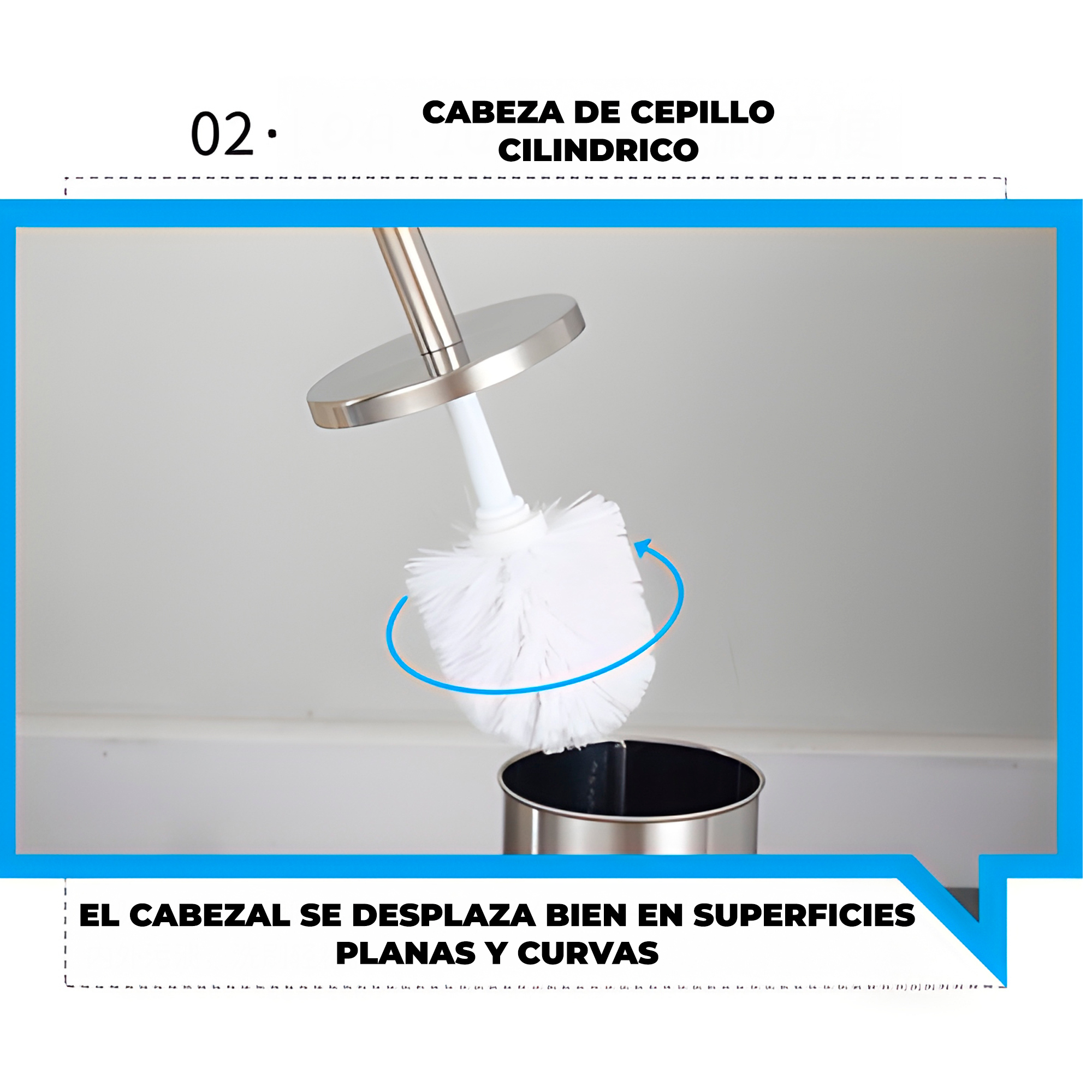 Escobilla de Baño Cepillo Limpieza con Soporte de Acero Inoxidable 8