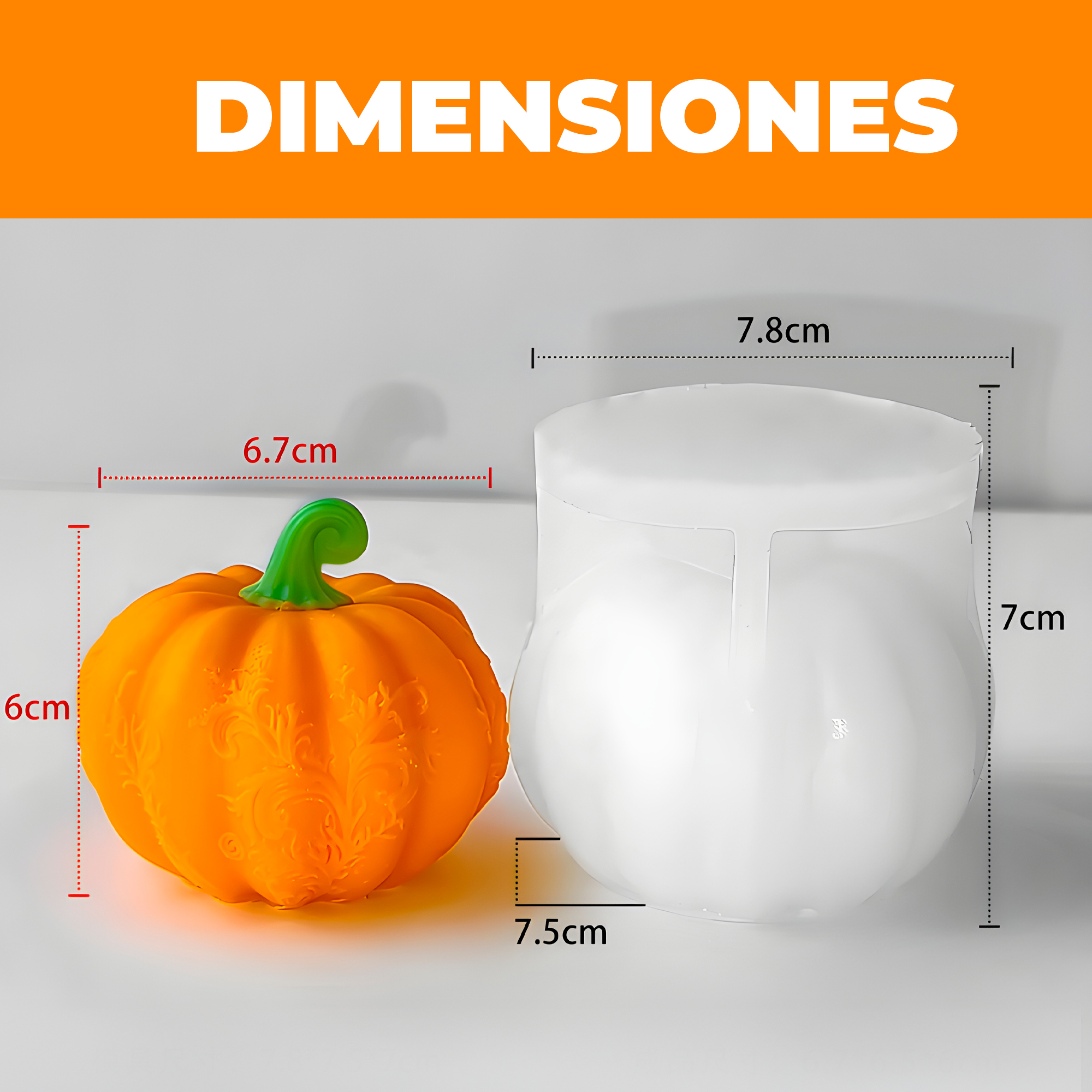 Molde Silicona Calabaza Aromaterapia Velas 7,8 X 7 CM 2