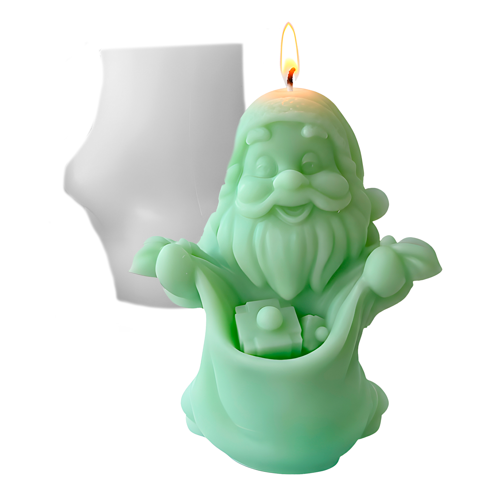 Molde Silicona Viejito Pascuero con Bolsa de Regalos Aromaterapia Velas 8,5 X 9,5 CM 1