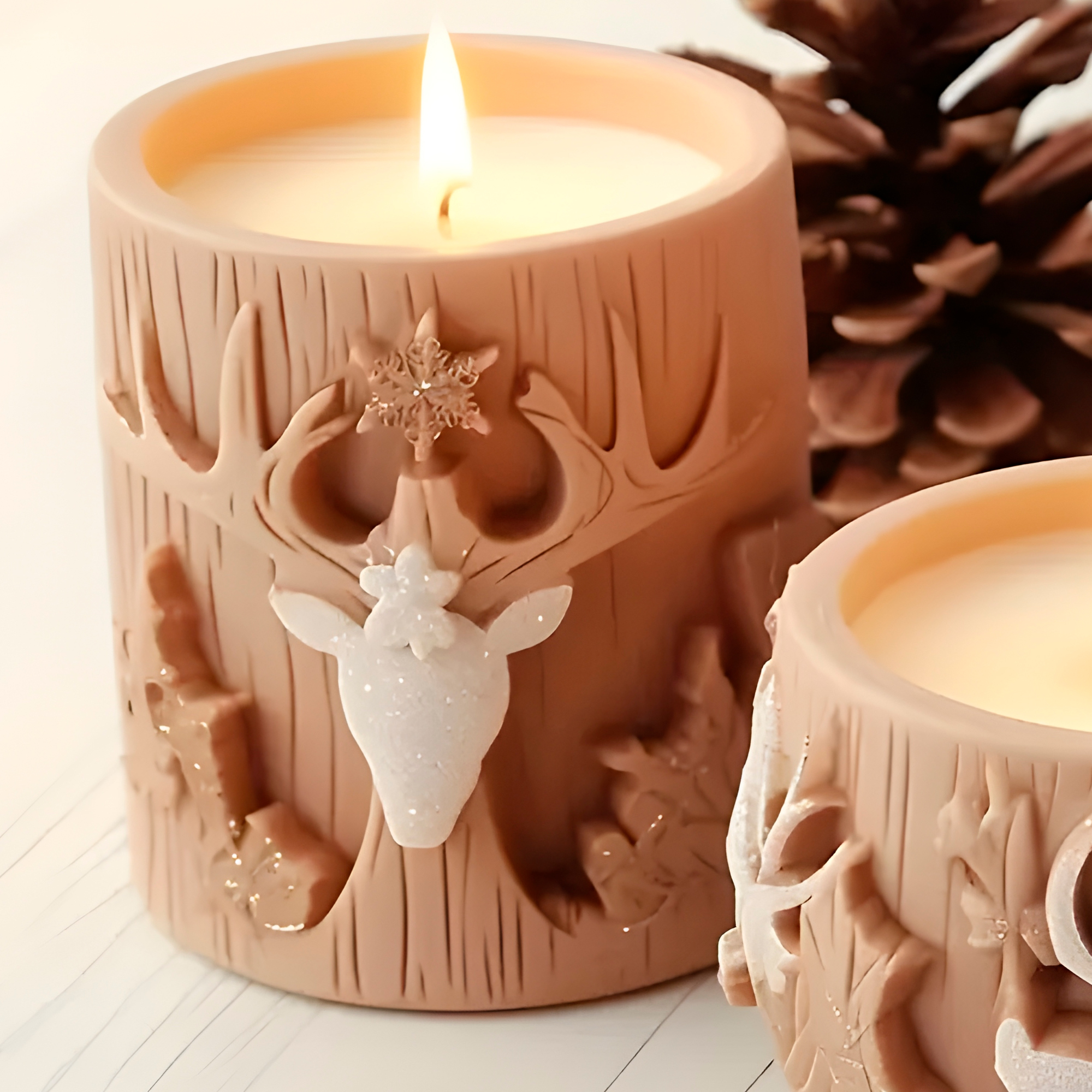 Molde Silicona Cilindrico Alce Navideño Aromaterapia Velas 7,3 X 8,6 CM 3