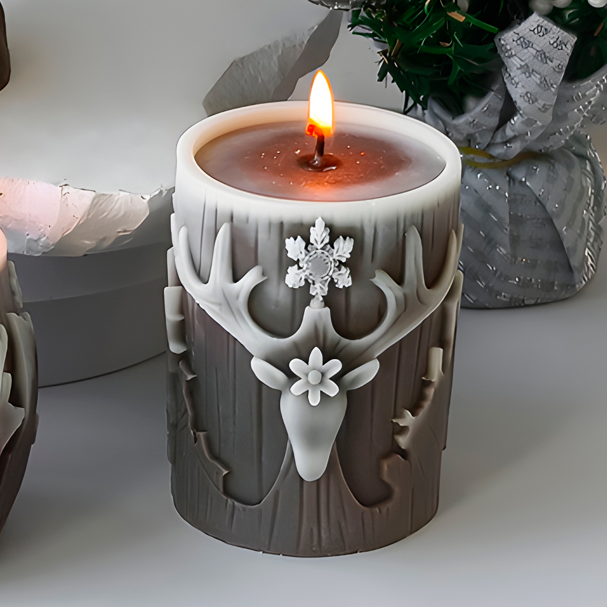 Molde Silicona Cilindrico Alce Navideño Aromaterapia Velas 7,3 X 8,6 CM 4