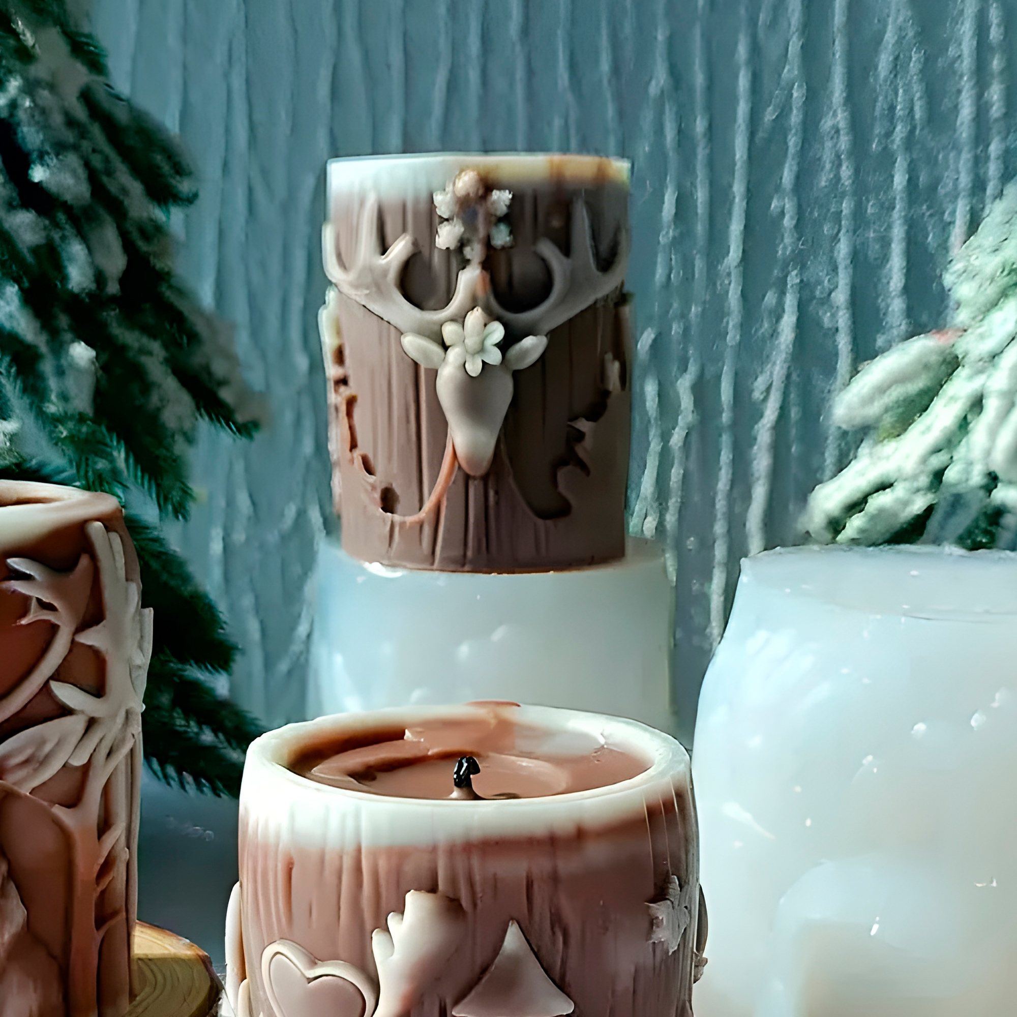 Molde Silicona Cilindrico Alce Navideño Aromaterapia Velas 7,3 X 8,6 CM 7