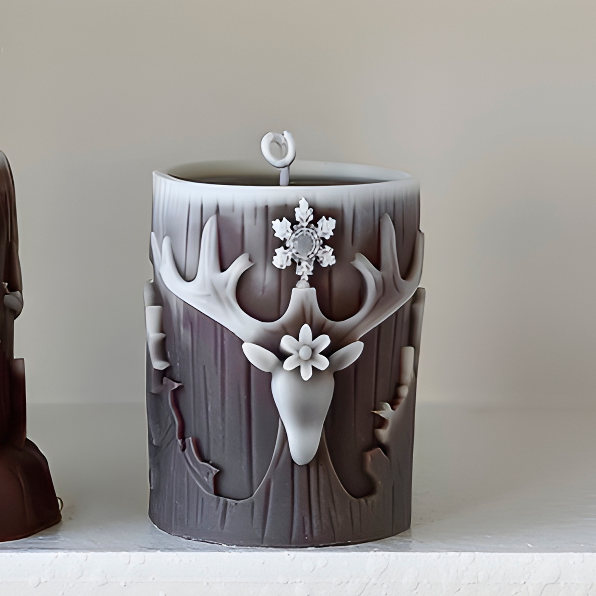 Molde Silicona Cilindrico Alce Navideño Aromaterapia Velas 7,3 X 8,6 CM 8