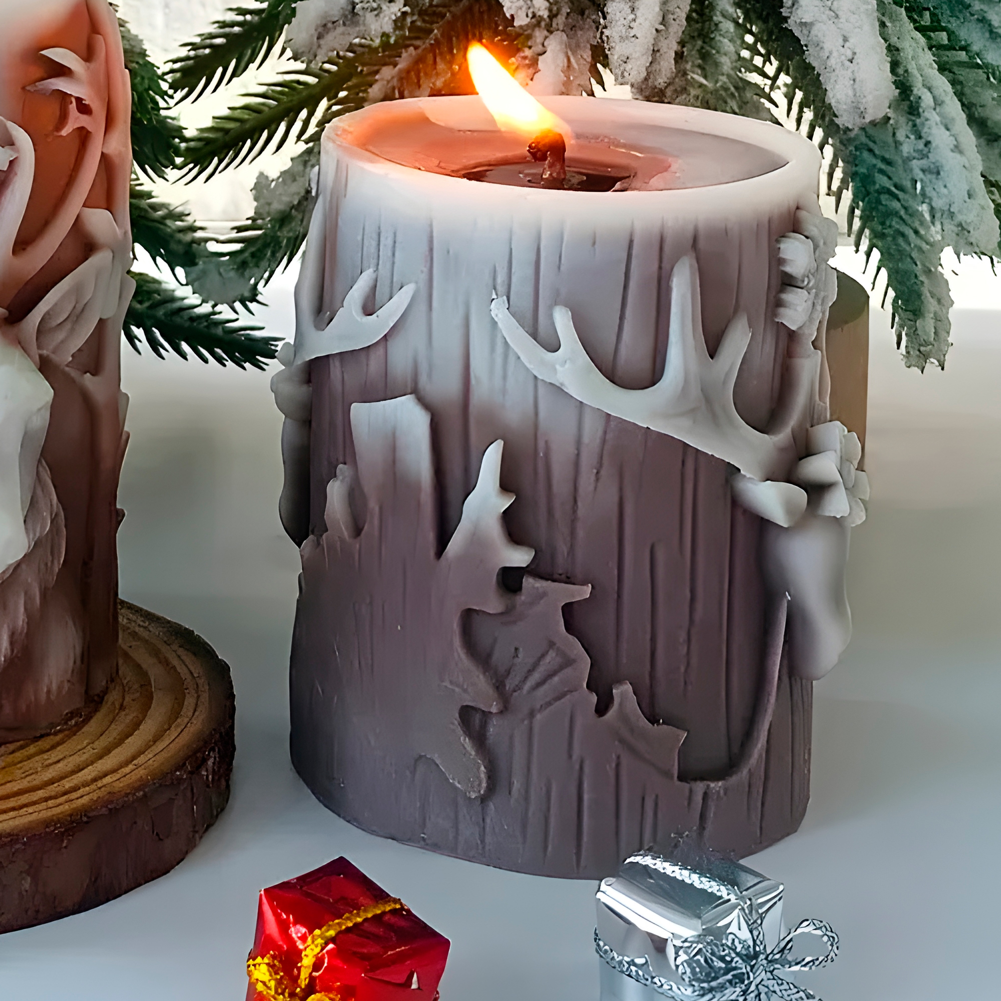 Molde Silicona Cilindrico Alce Navideño Aromaterapia Velas 7,3 X 8,6 CM 10