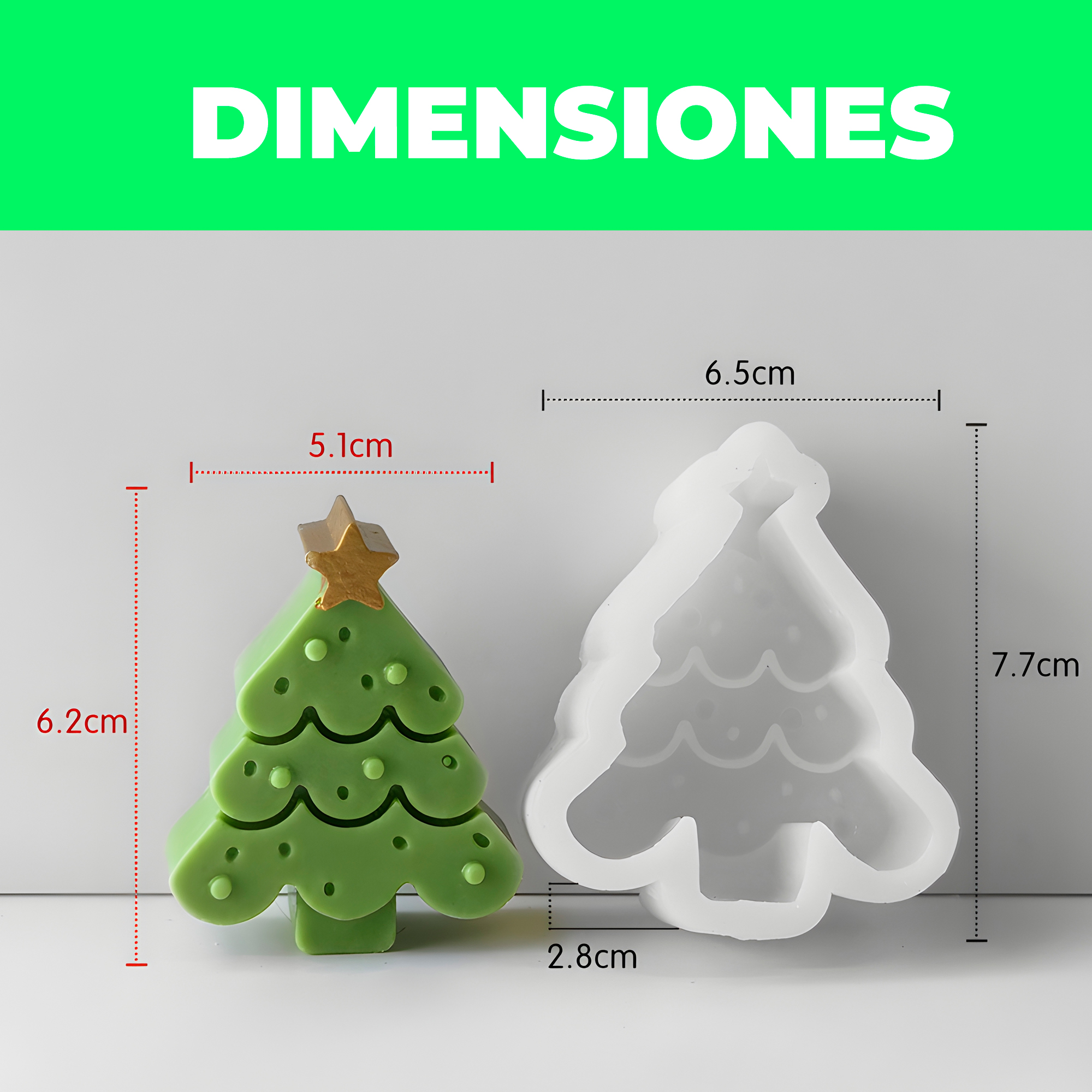 Molde Silicona Arbolito de Navidad Aromaterapia Velas 6,5 X 7,7 CM 2