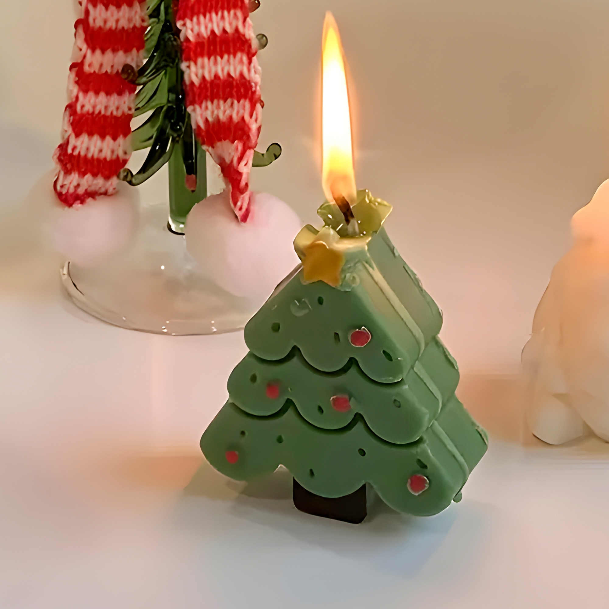 Molde Silicona Arbolito de Navidad Aromaterapia Velas 6,5 X 7,7 CM 6