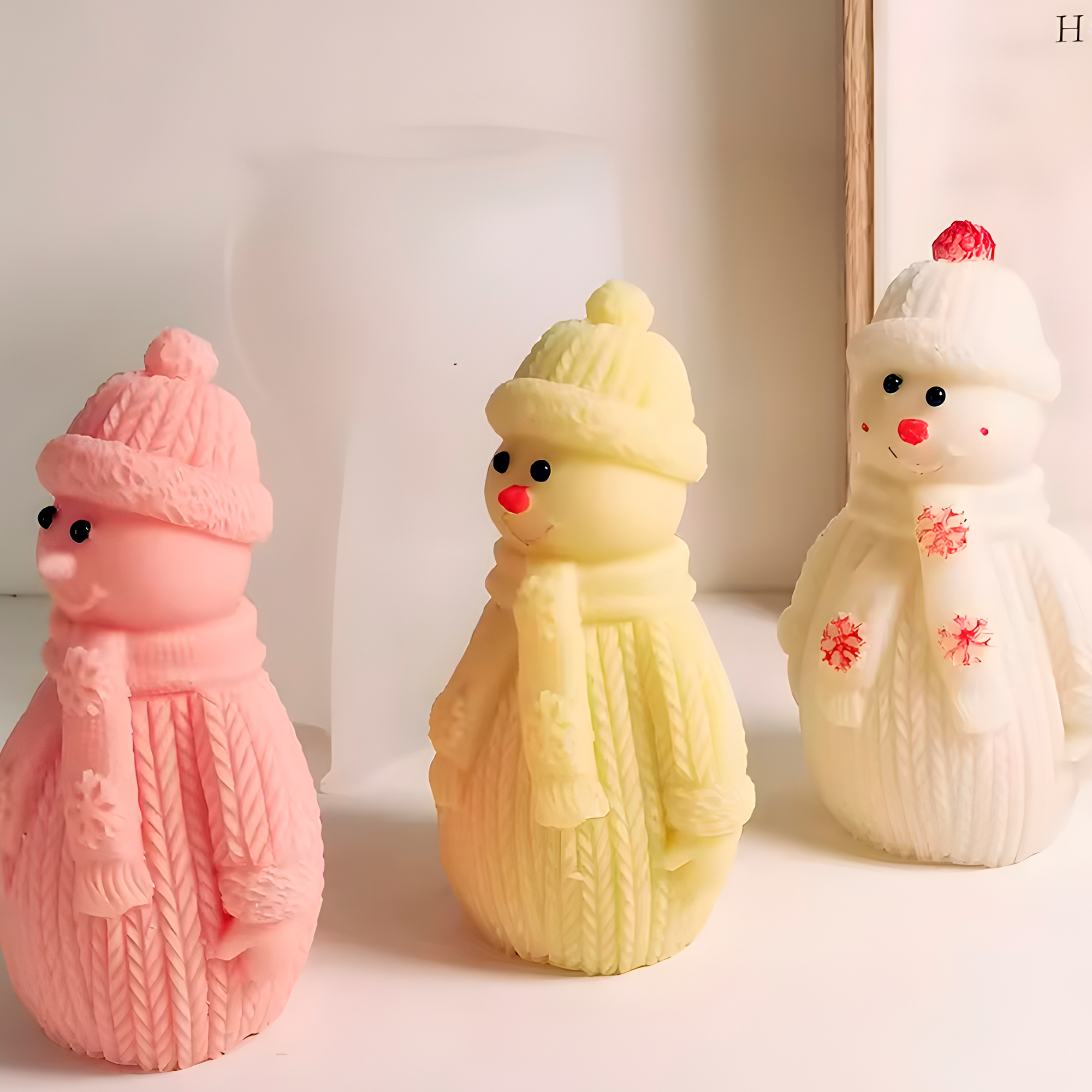 Molde Silicona Muñeco de nieve con Bufanda Aromaterapia Velas 7,2 X 8 CM 4