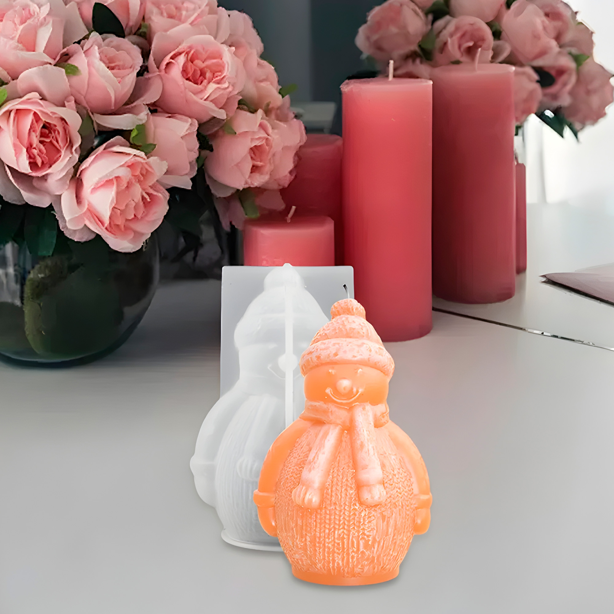 Molde Silicona Muñeco de nieve con Bufanda Aromaterapia Velas 7,2 X 8 CM 5