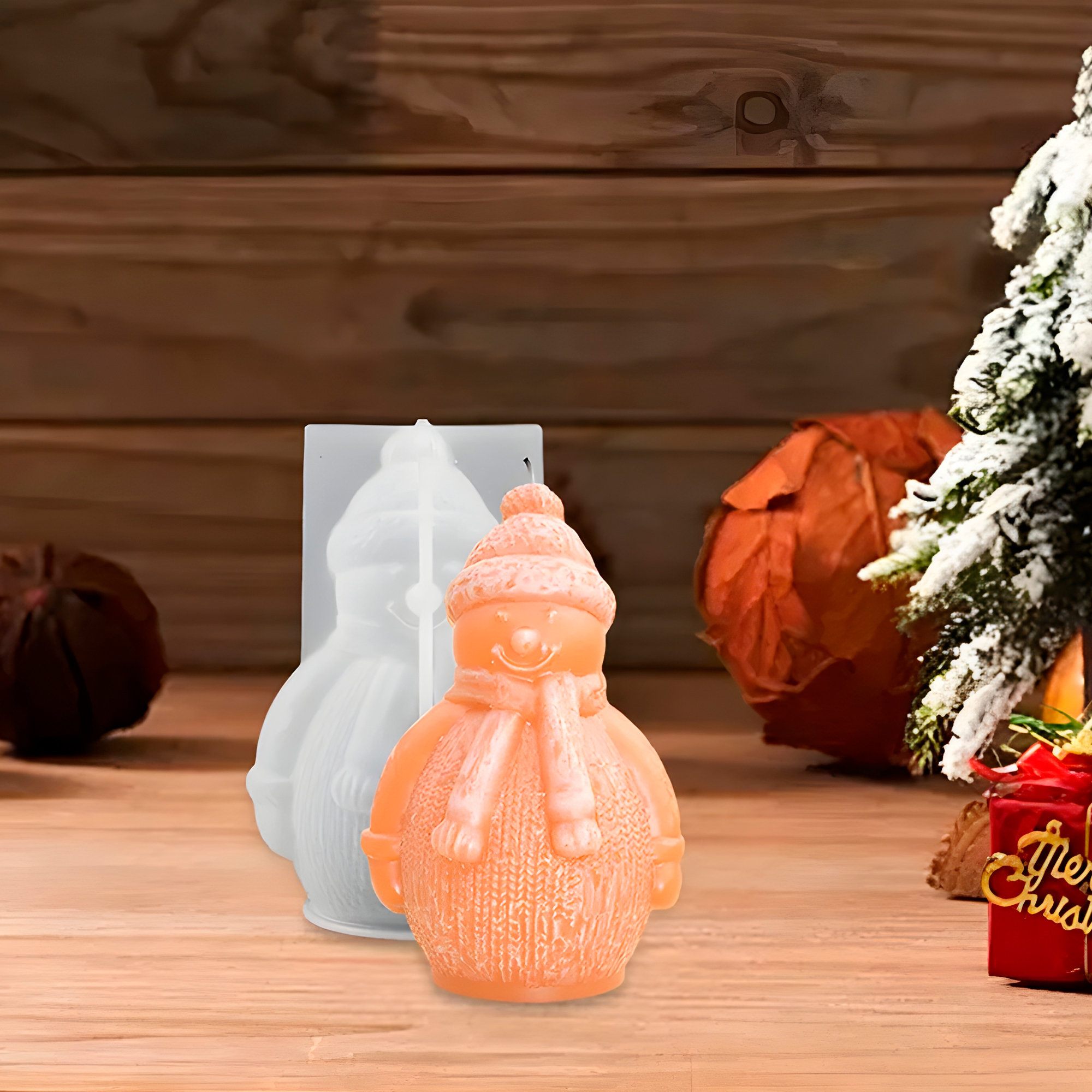 Molde Silicona Muñeco de nieve con Bufanda Aromaterapia Velas 7,2 X 8 CM 7
