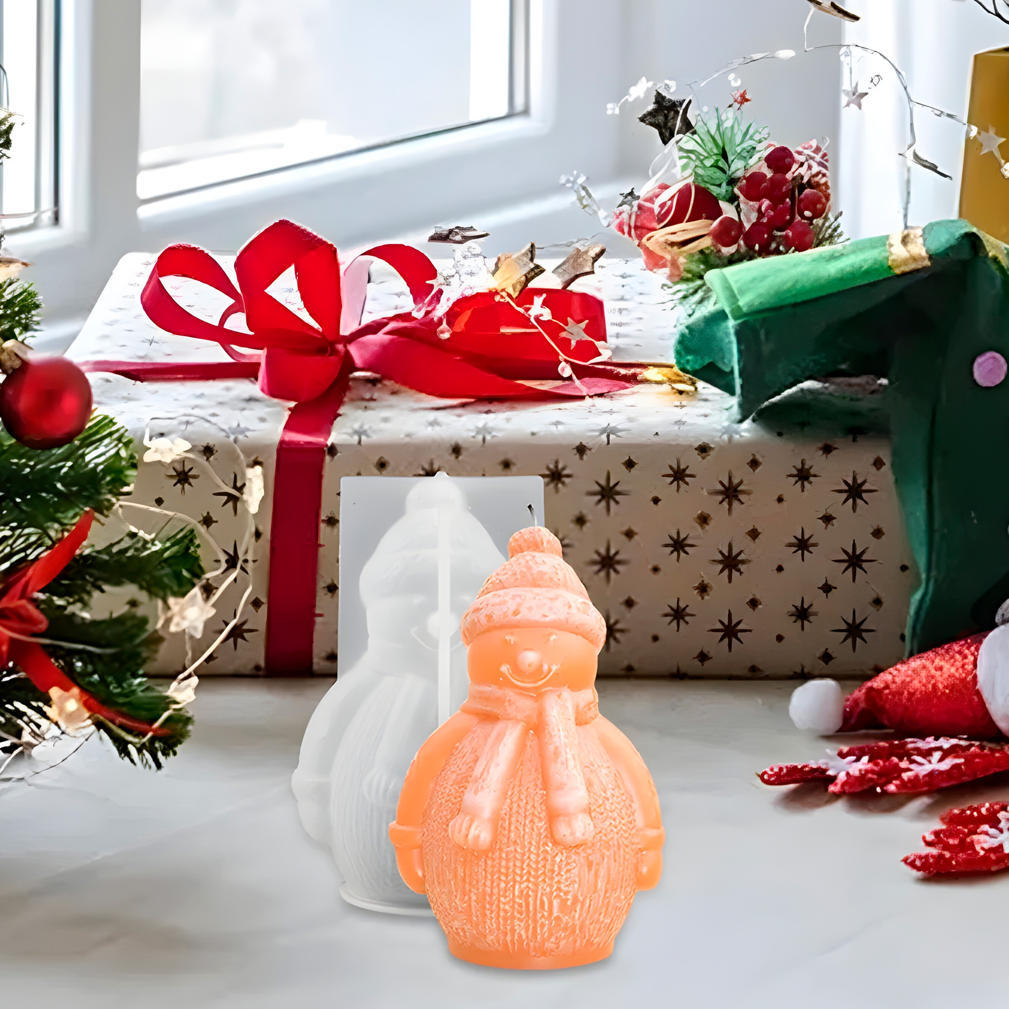 Molde Silicona Muñeco de nieve con Bufanda Aromaterapia Velas 7,2 X 8 CM 9