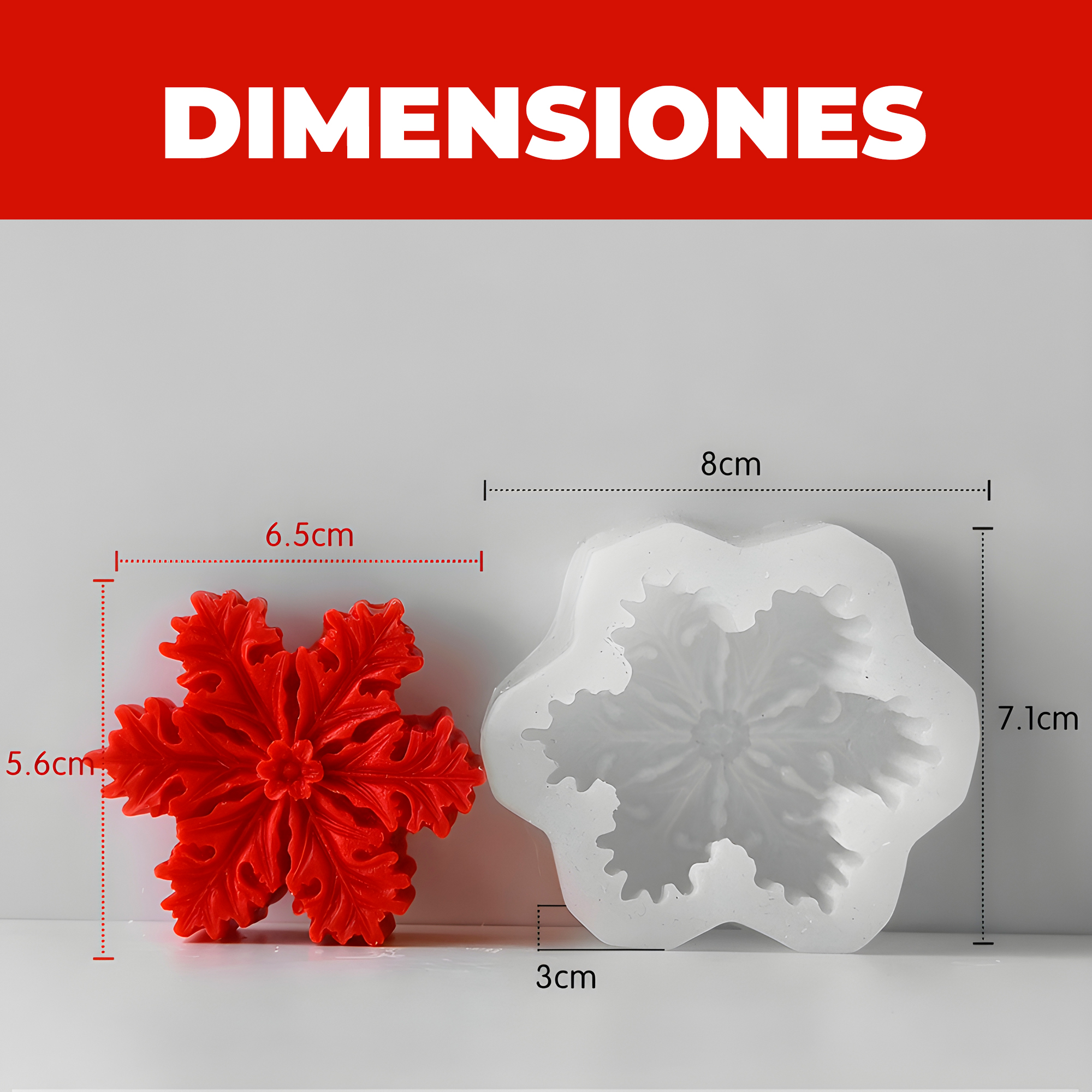 Molde Silicona Copo de Nieve Aromaterapia Velas 8 X 7,1 CM 3