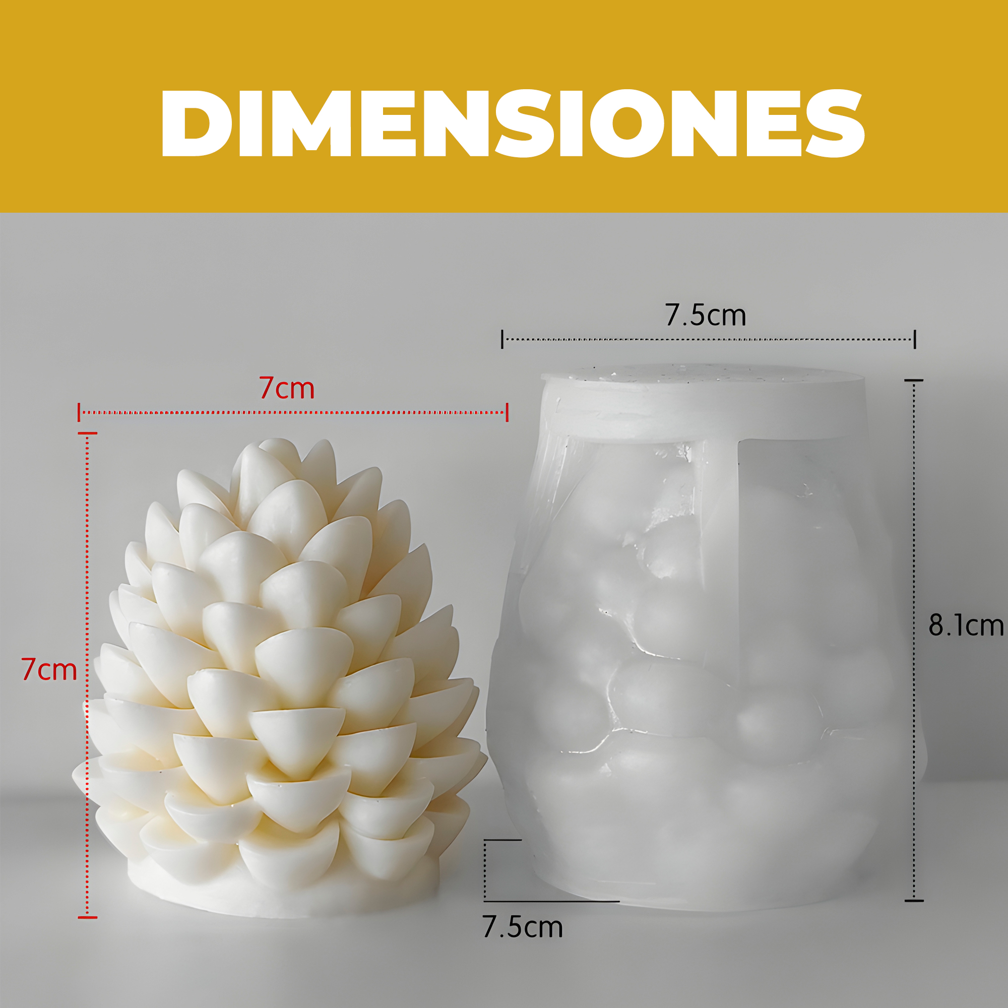 Molde Silicona Piña Aromaterapia Velas 7,5 X 8,1 CM 2