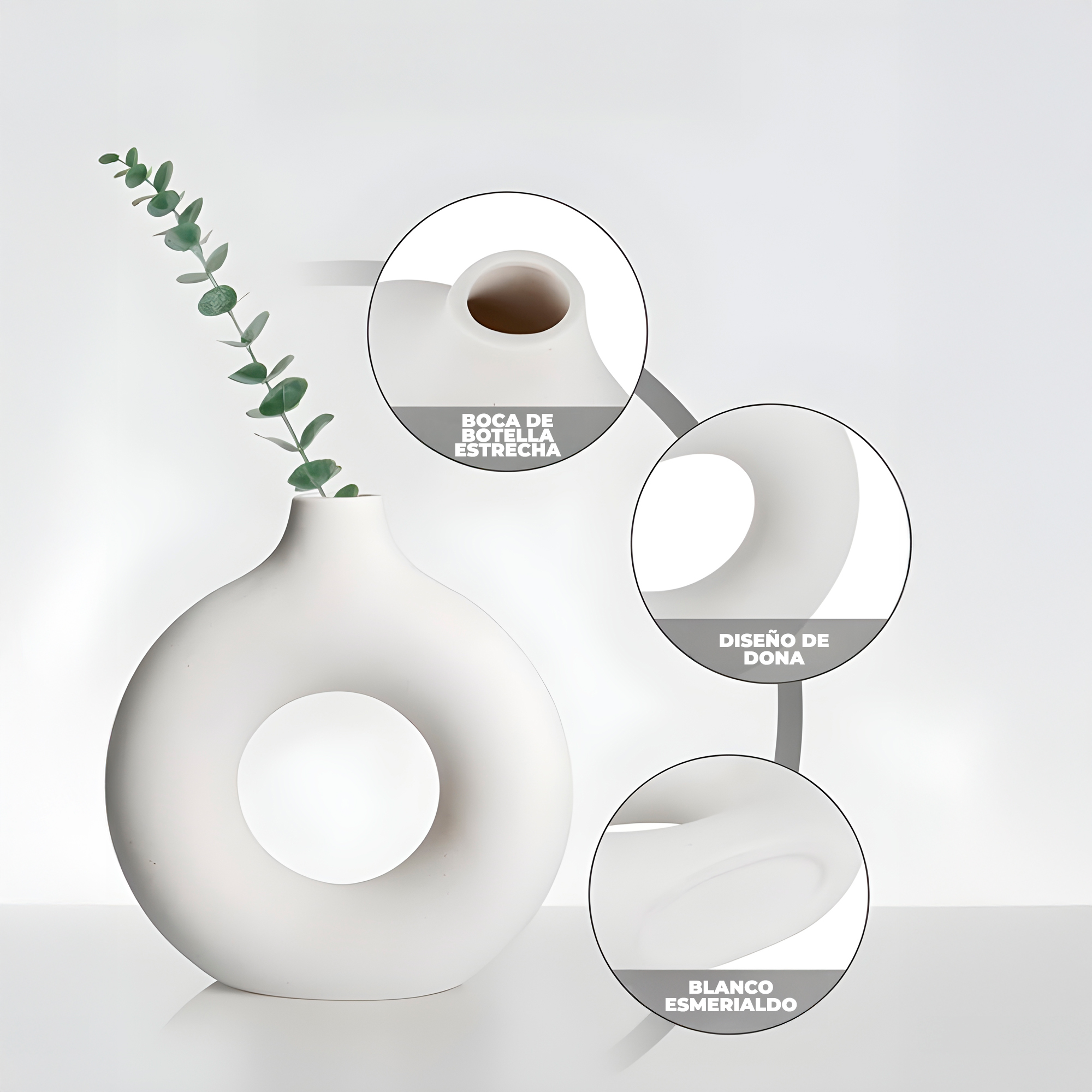 Jarrón de cerámica Blanca Forma de Embrión para Plantas 19.8 X 18 CM 6