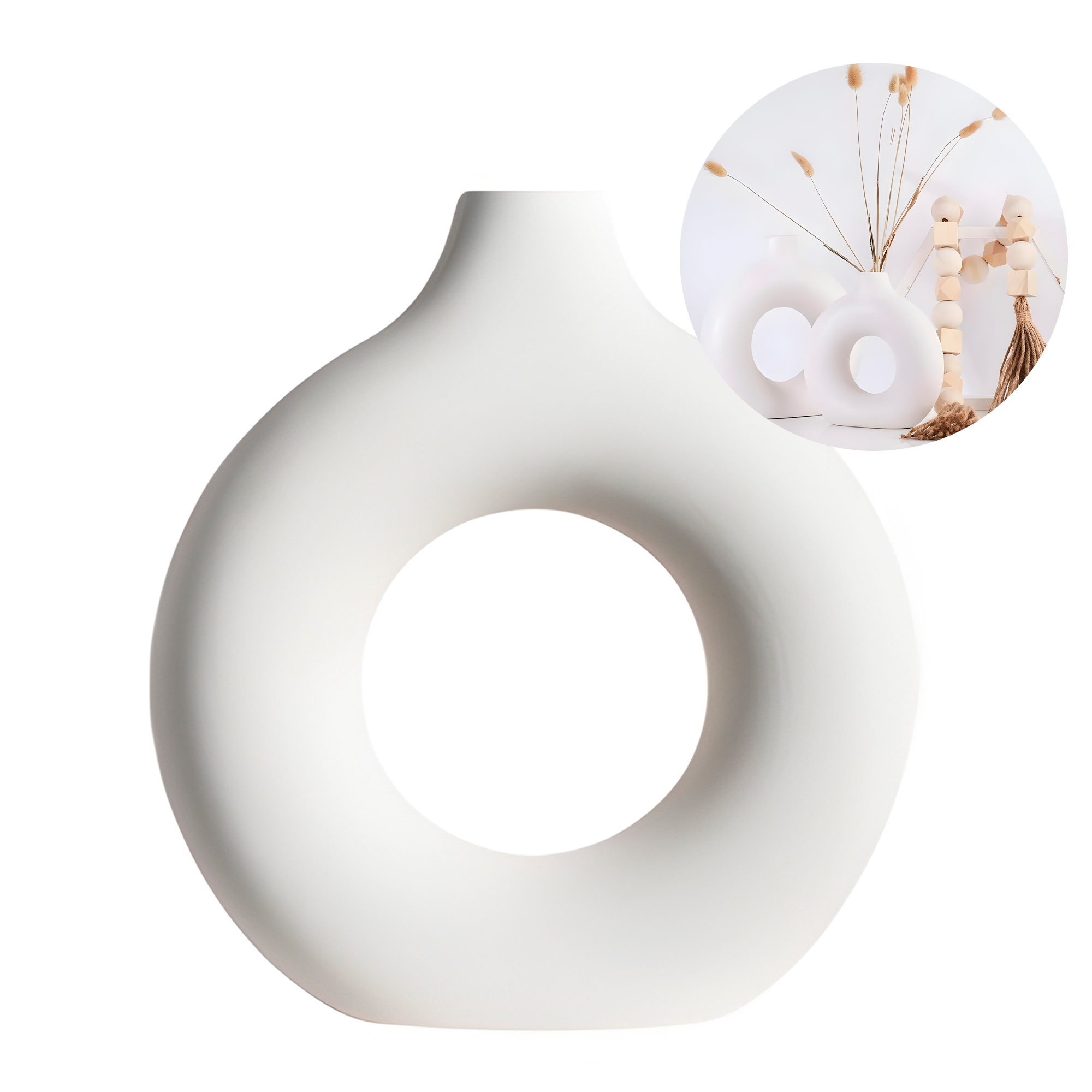 Jarrón de cerámica Blanca Forma de Embrión para Plantas 19.8 X 18 CM 1