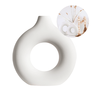 Jarrón de cerámica Blanca Forma de Embrión para Plantas 19.8 X 18 CM