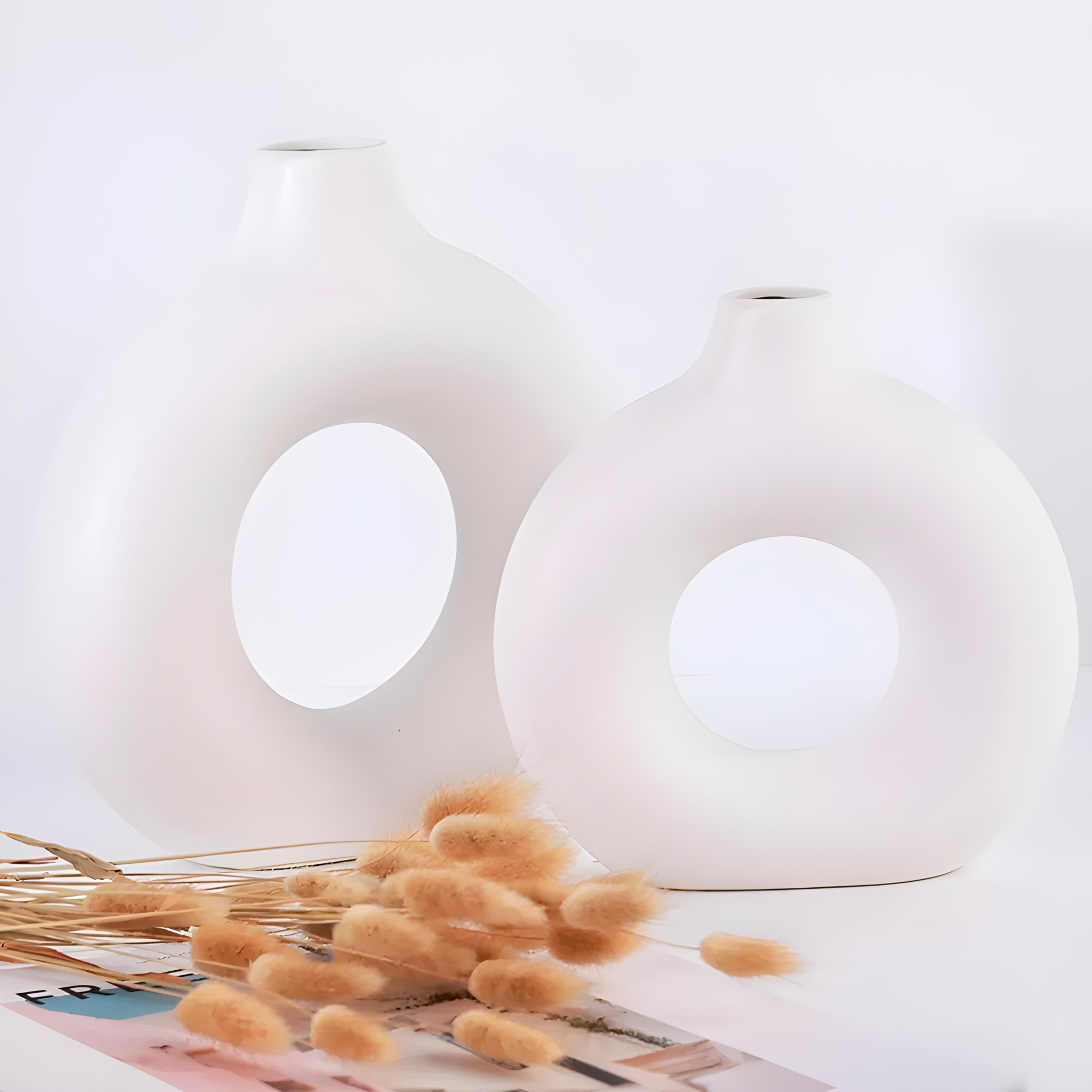 Jarrón de cerámica Blanca Forma de Embrión para Plantas 23.4 X 22.8 CM 4