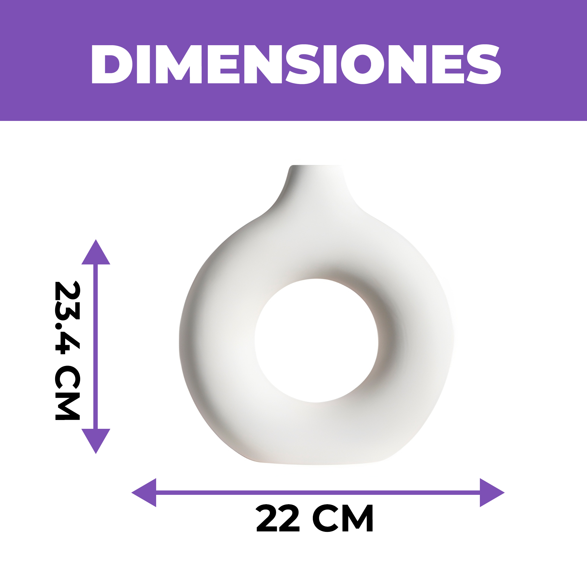Jarrón de cerámica Blanca Forma de Embrión para Plantas 23.4 X 22.8 CM 7