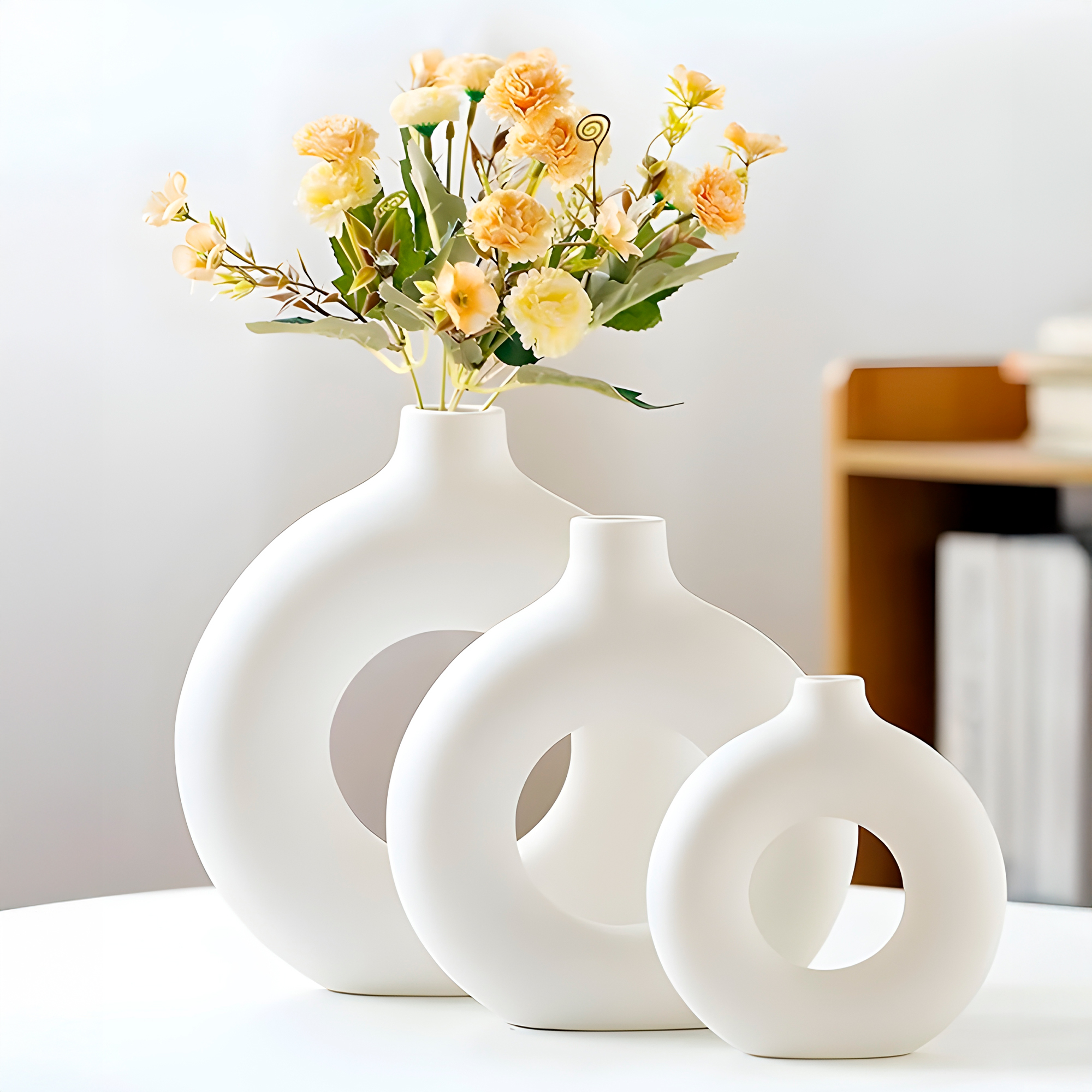 Jarrón de cerámica Blanca Forma de Embrión para Plantas 23.4 X 22.8 CM 8