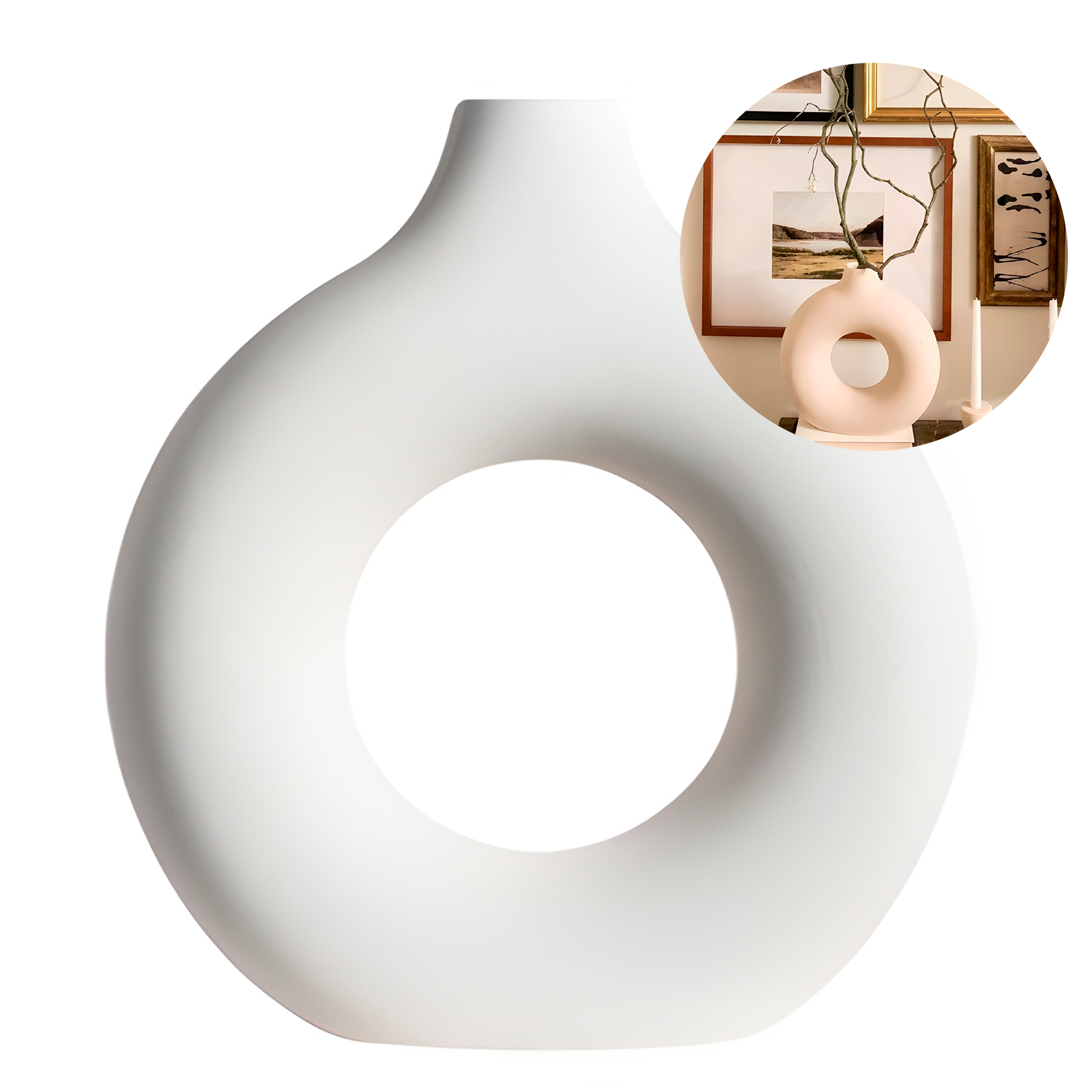 Jarrón de cerámica Blanca Forma de Embrión para Plantas 23.4 X 22.8 CM 1