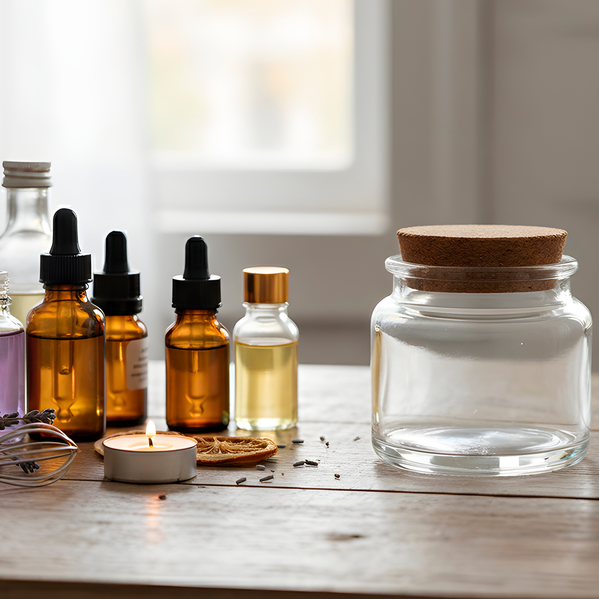 Frasco Porta Vela de vidrio con Tapa de Corcho 100 ML Colores Variados 6