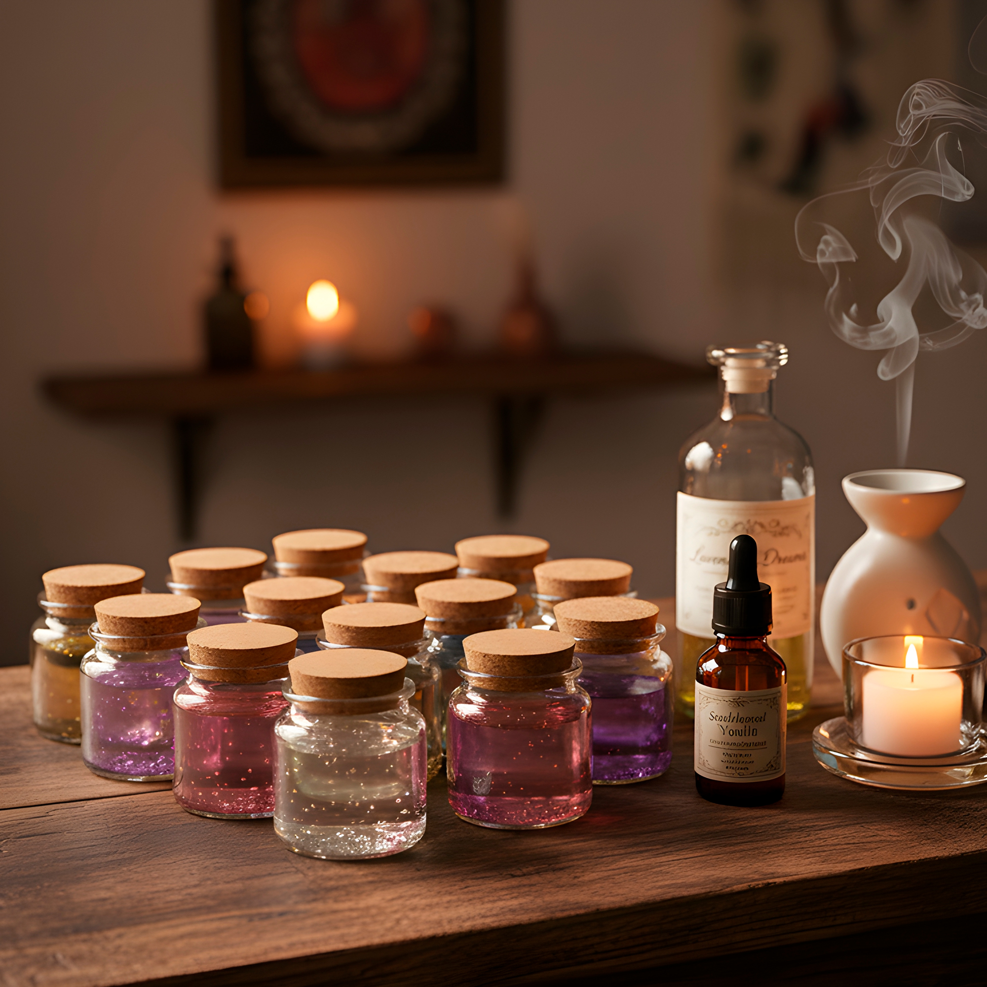 Frasco Porta Vela de vidrio con Tapa de Corcho 100 ML Colores Variados 9