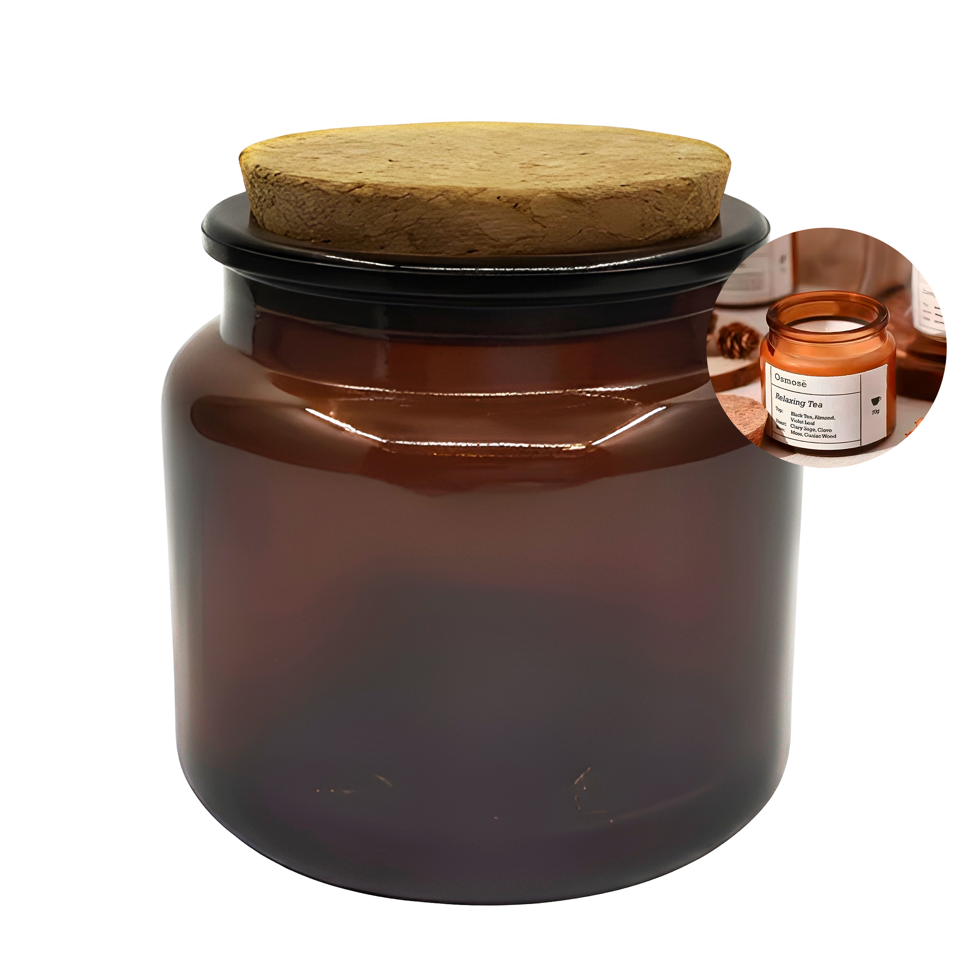 Frasco Porta Vela de vidrio con Tapa de Corcho 100 ML Colores Variados 11