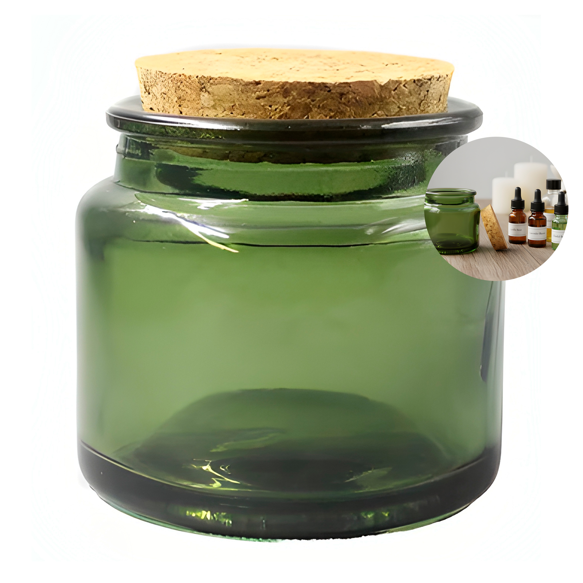 Frasco Porta Vela de vidrio con Tapa de Corcho 100 ML Colores Variados 14