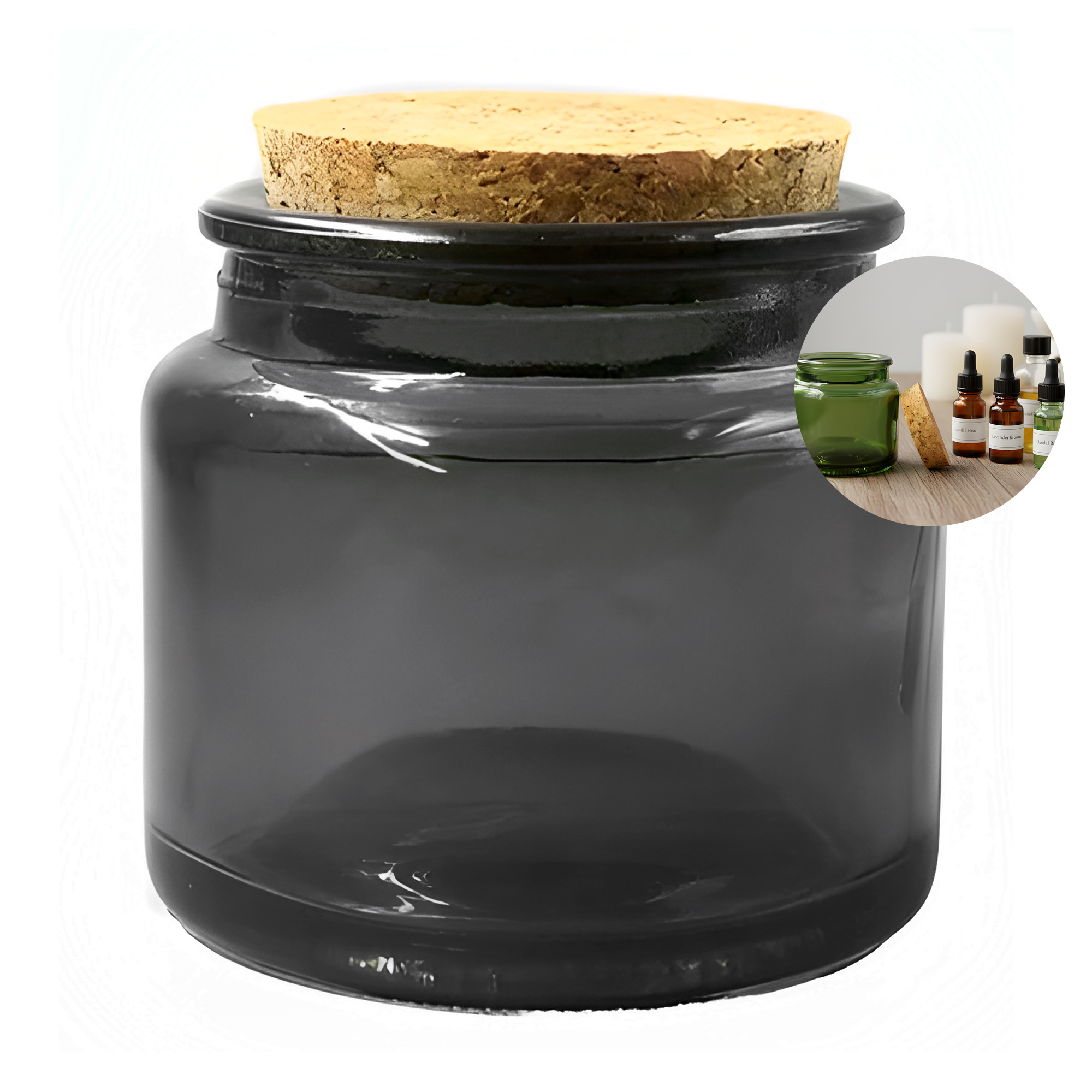 Frasco Porta Vela de vidrio con Tapa de Corcho 100 ML Colores Variados 17