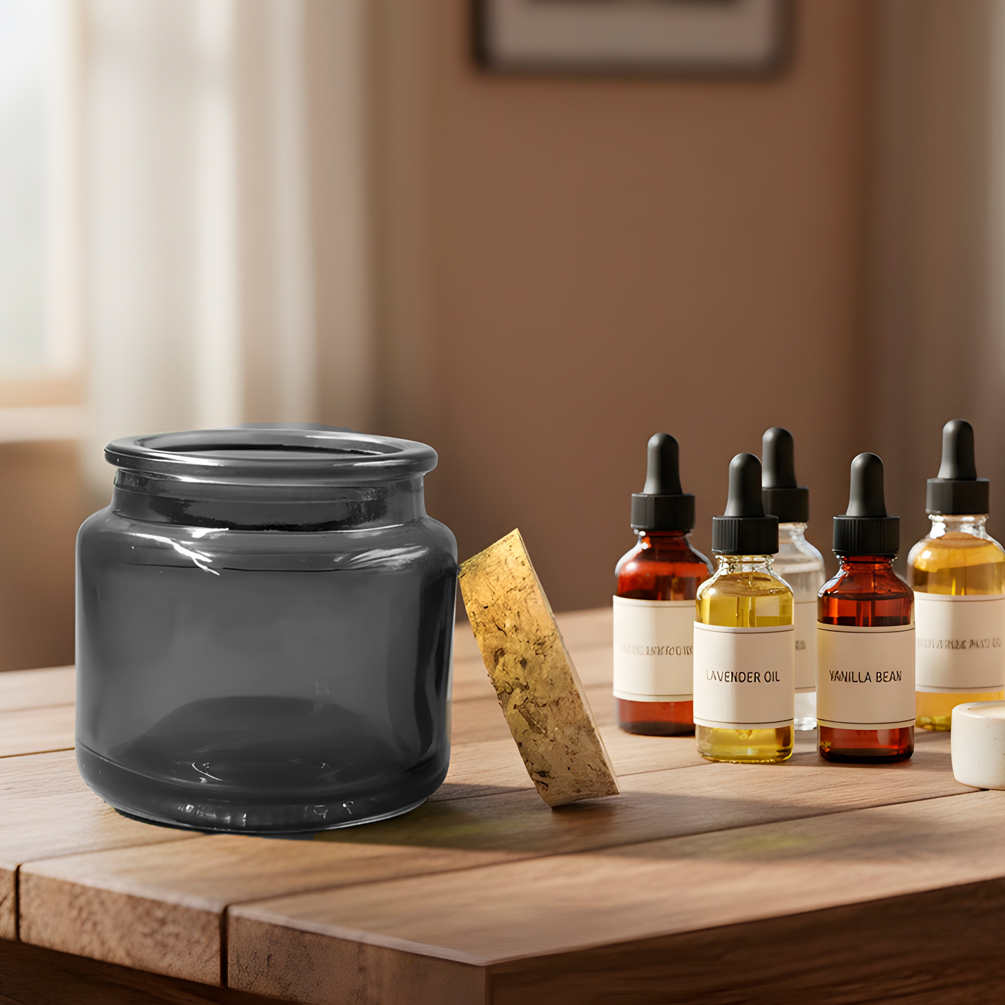 Frasco Porta Vela de vidrio con Tapa de Corcho 100 ML Colores Variados 18