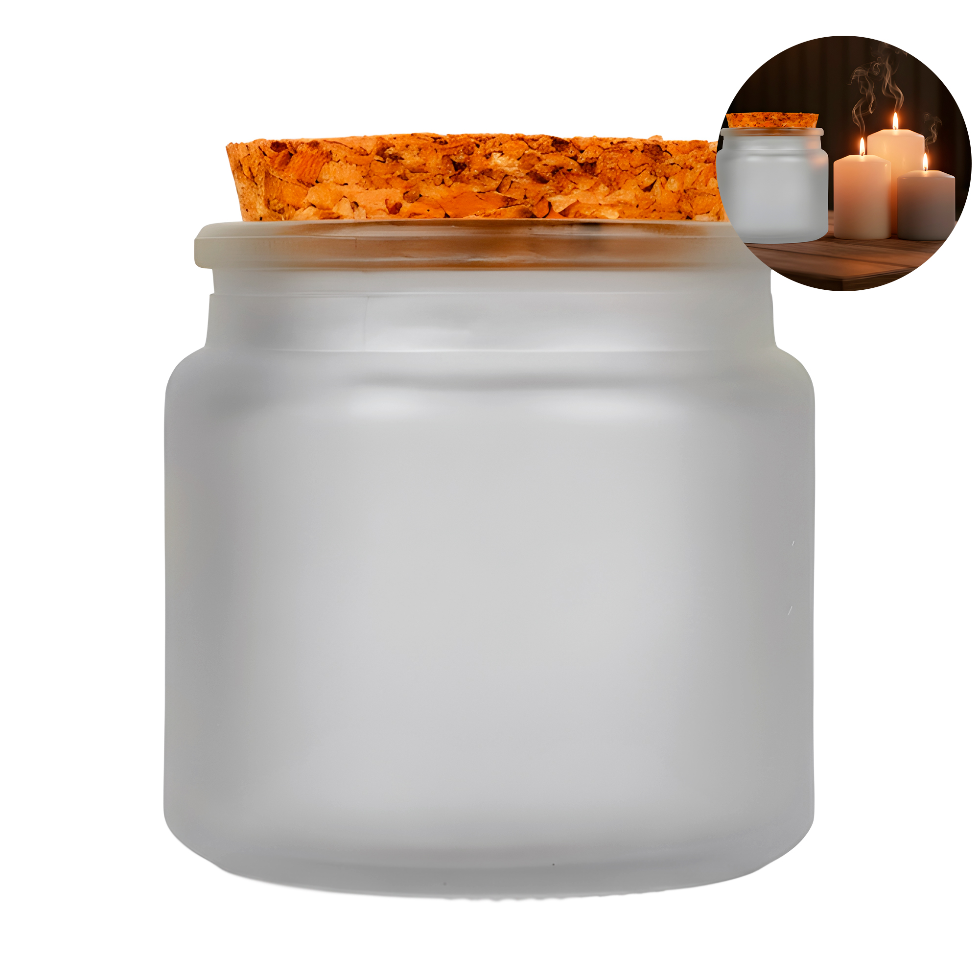 Frasco Porta Vela de vidrio con Tapa de Corcho 200 ML Colores 4