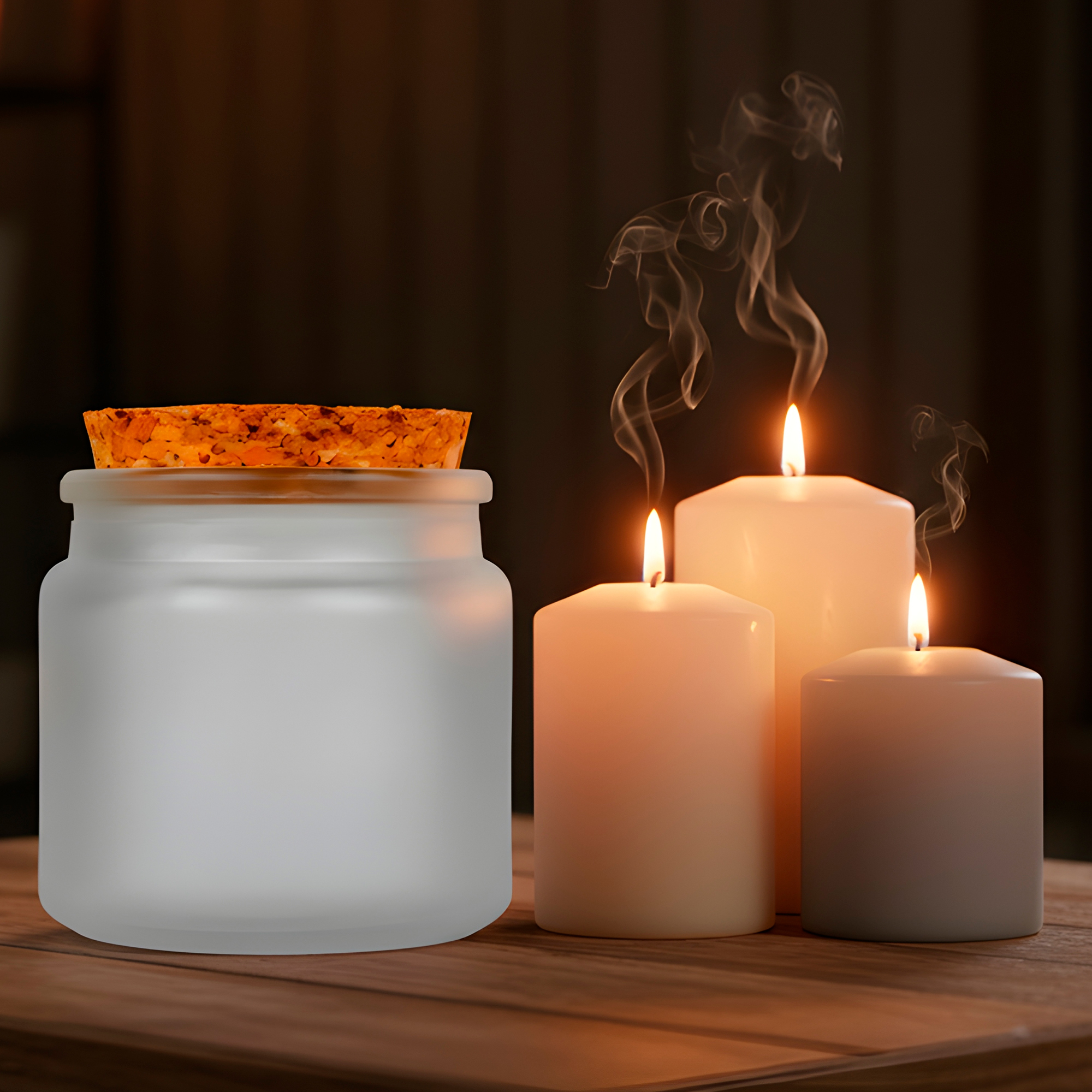 Frasco Porta Vela de vidrio con Tapa de Corcho 200 ML Colores 6