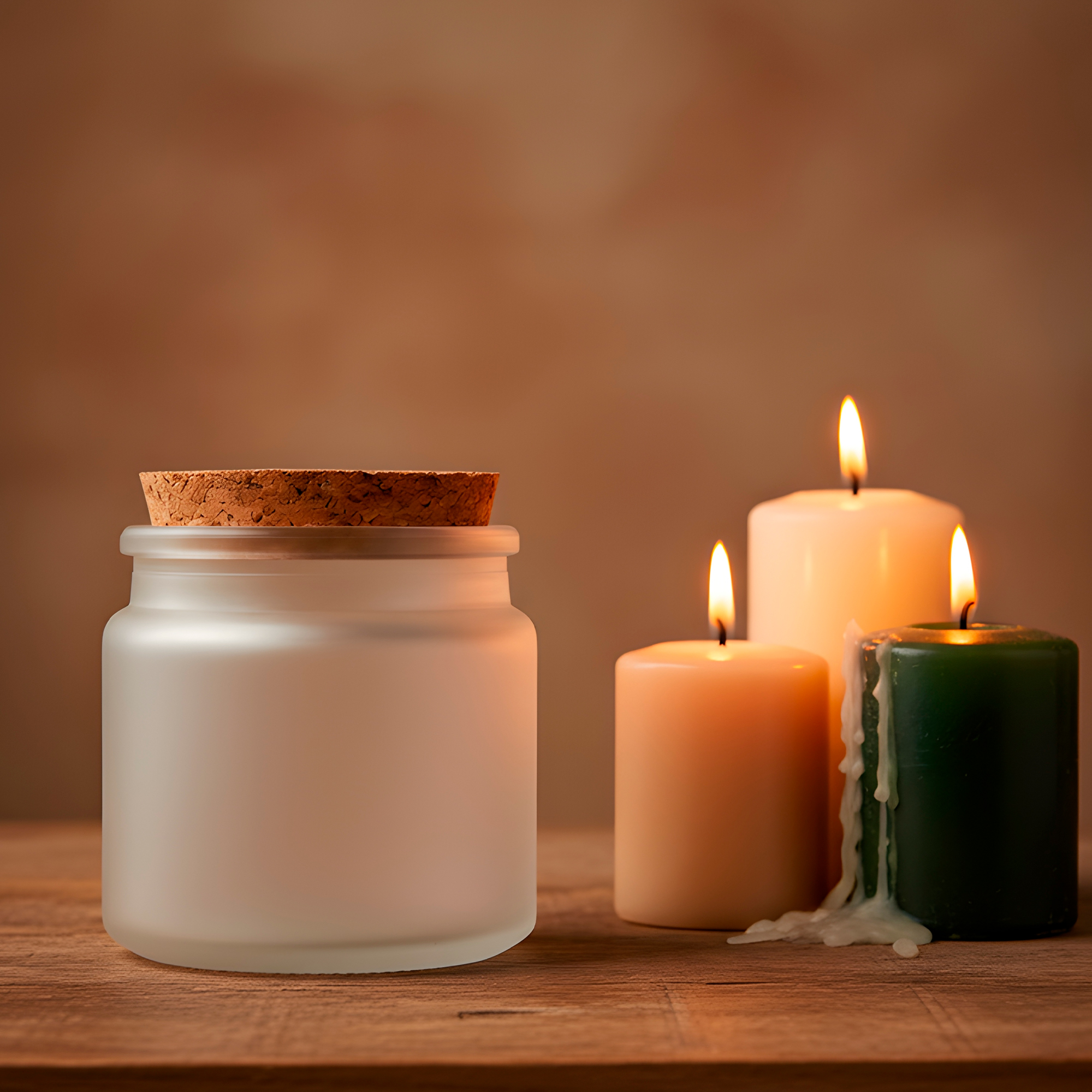 Frasco Porta Vela de vidrio con Tapa de Corcho 200 ML Colores 8