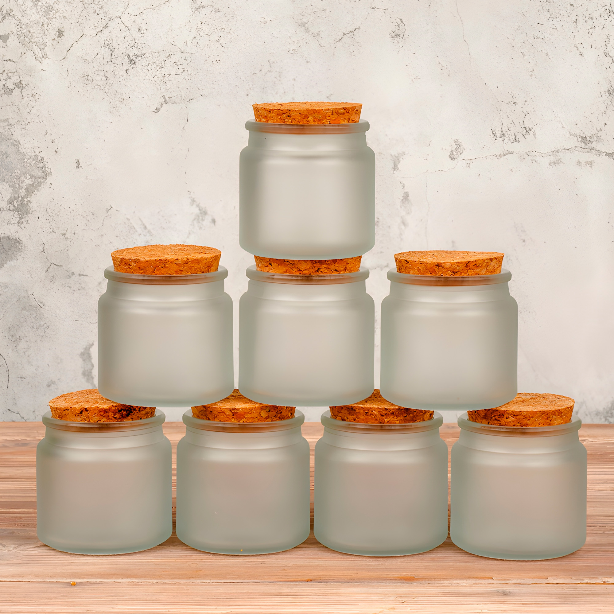 Frasco Porta Vela de vidrio con Tapa de Corcho 200 ML Colores 9